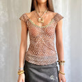 Leopard Mesh Crop Top - Size M