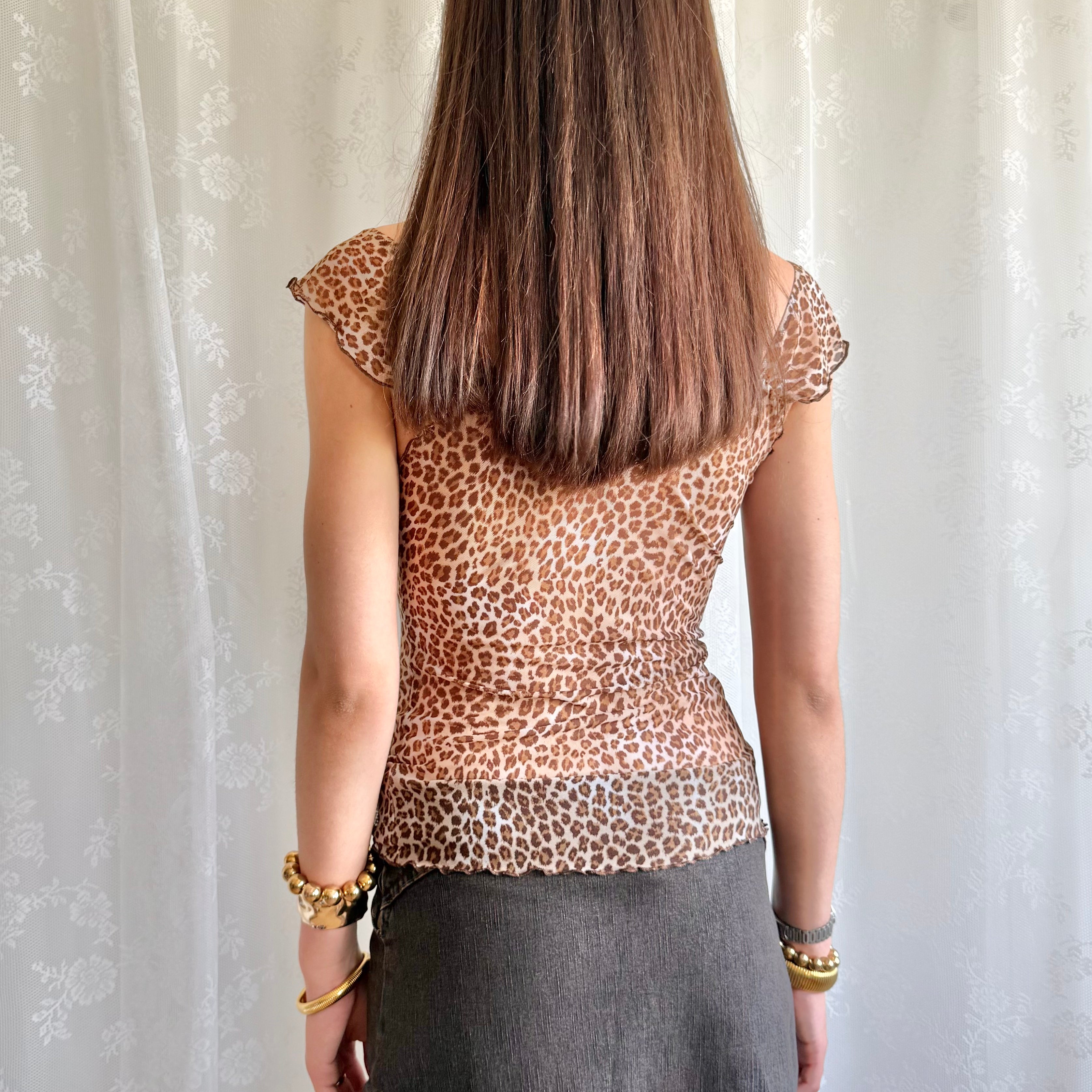 Leopard Mesh Crop Top - Size M