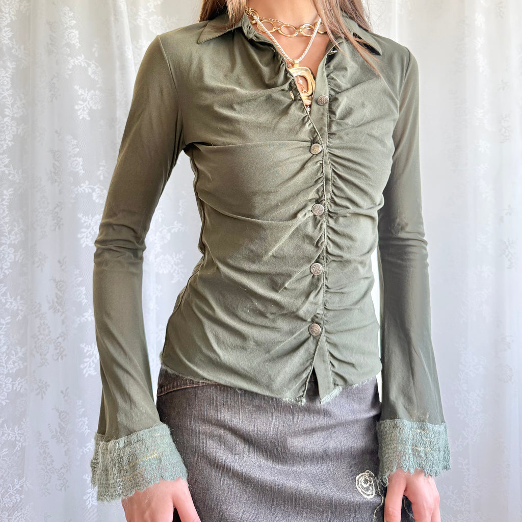 Mesh & Mohair Button Shirt - Size L