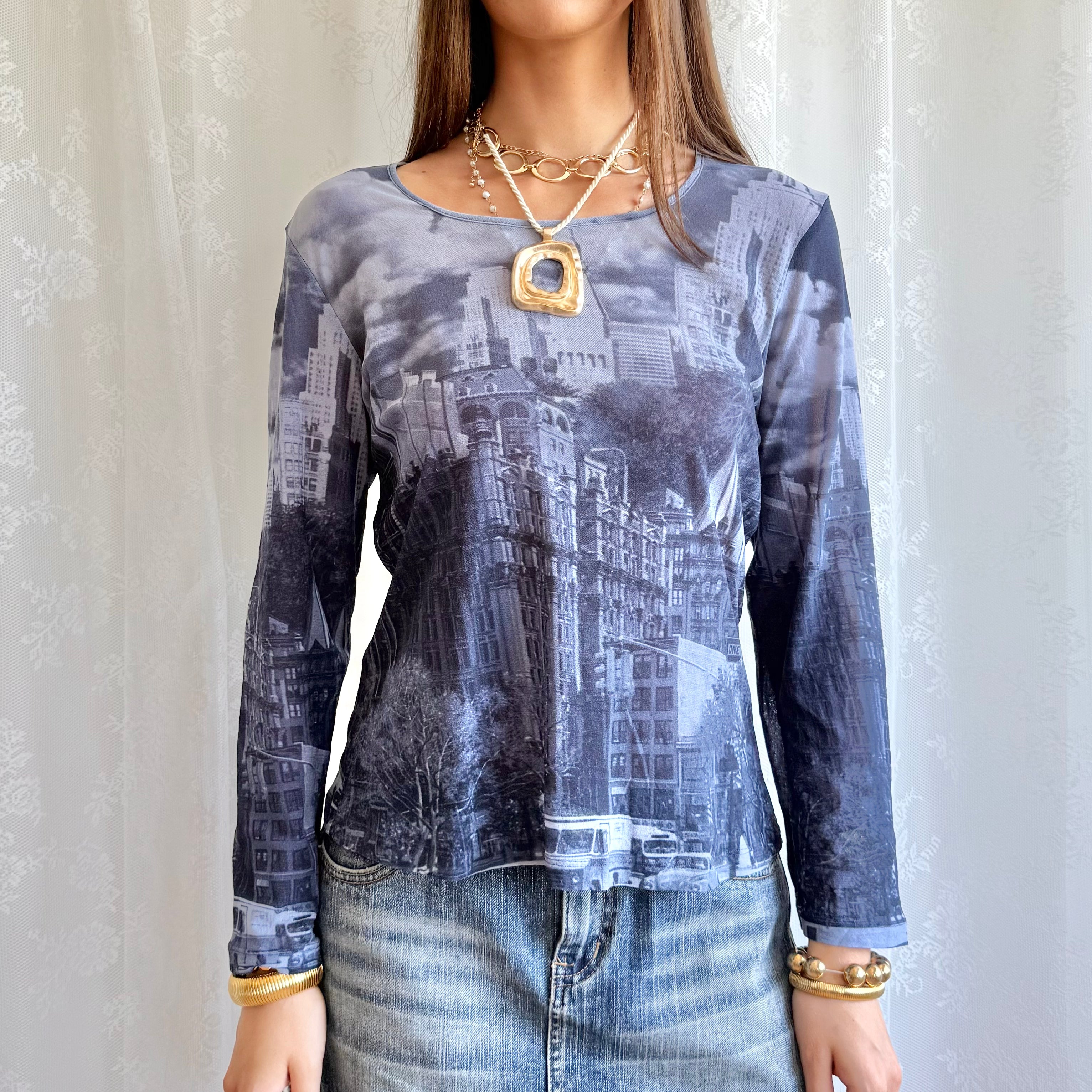 Mesh Long Sleeve Top - Size M