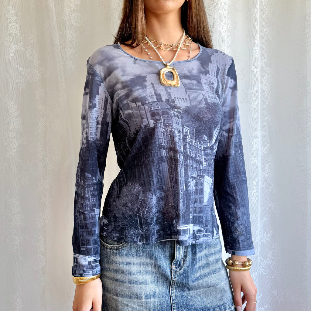 Mesh Long Sleeve Top - Size M