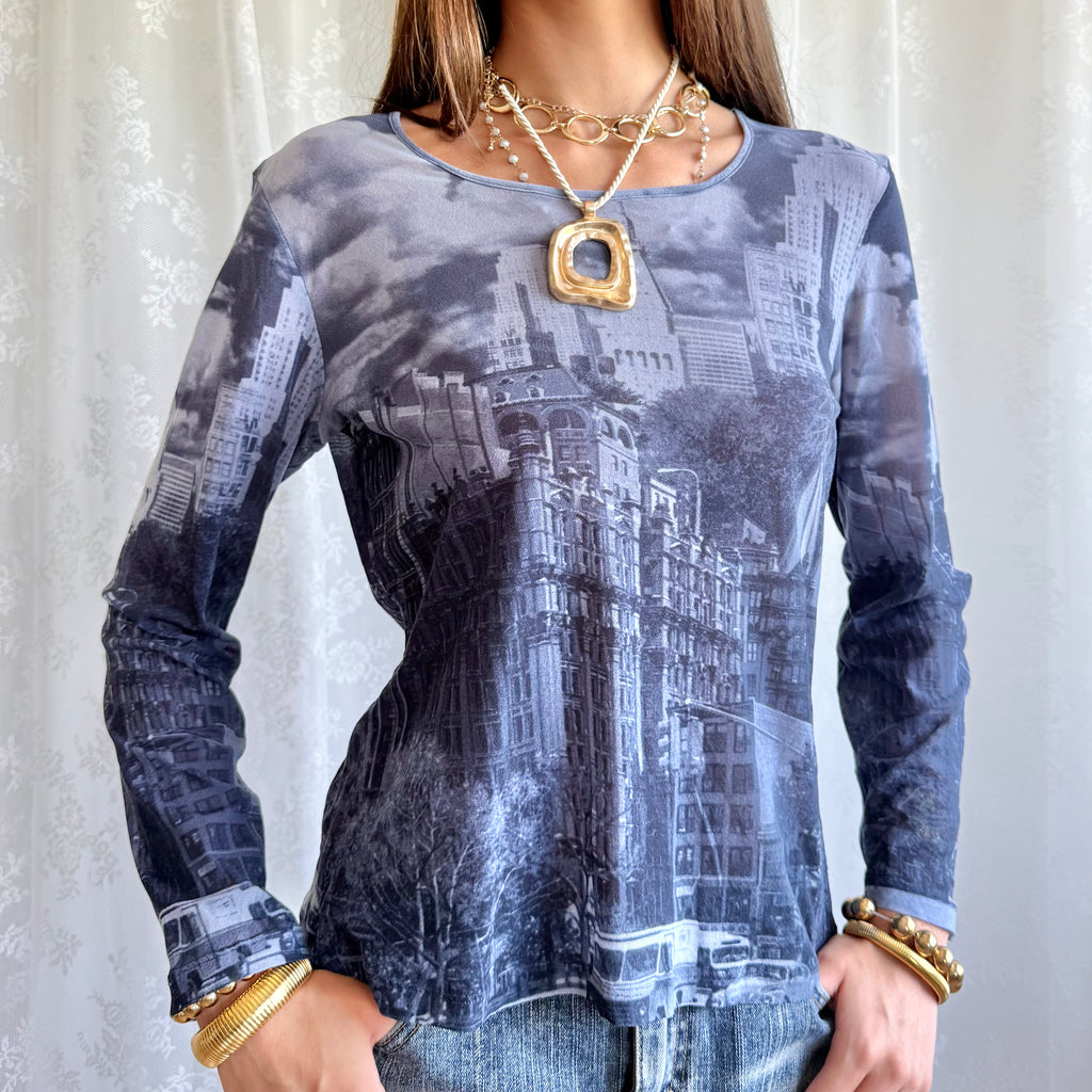 Mesh Long Sleeve Top - Size M