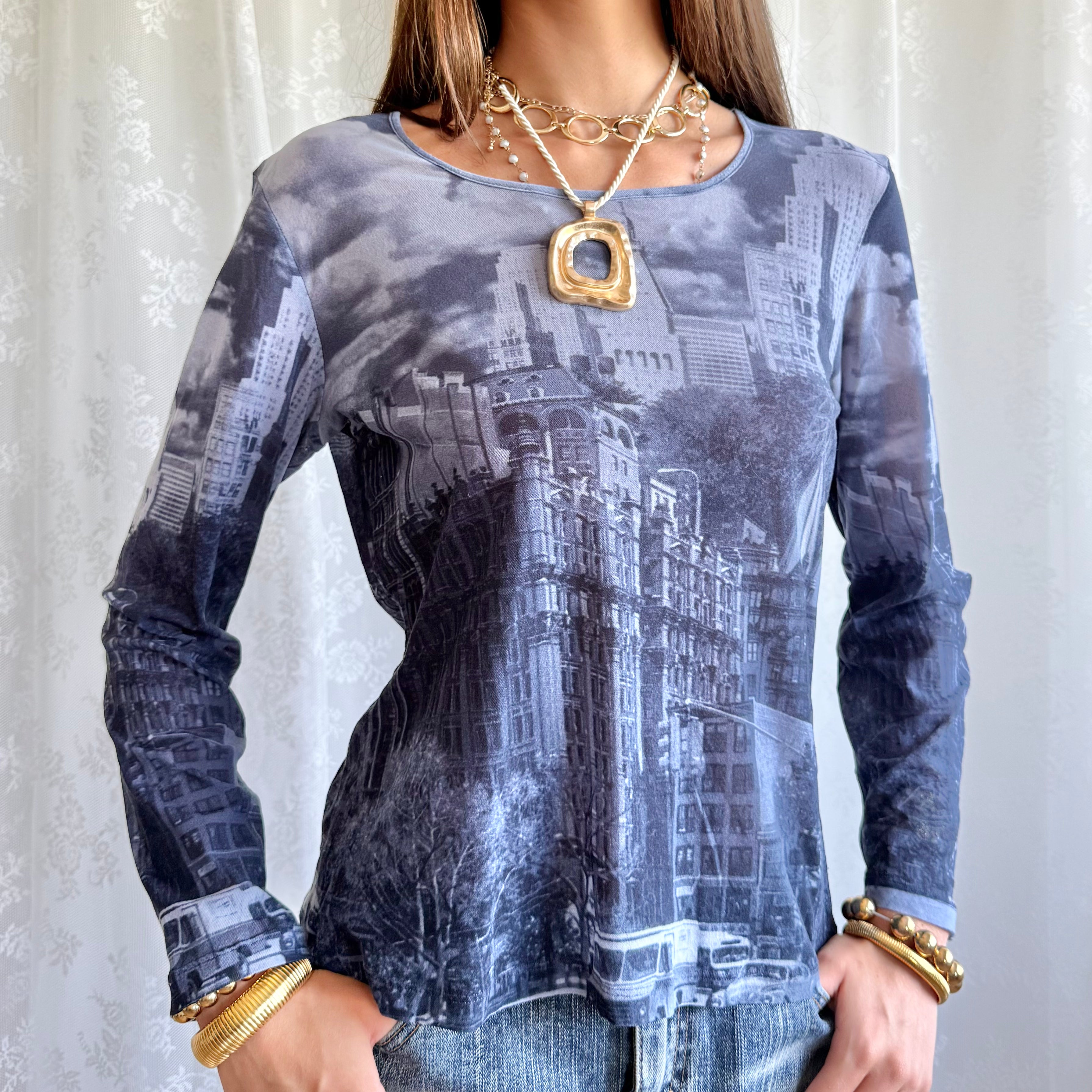 Mesh Long Sleeve Top - Size M