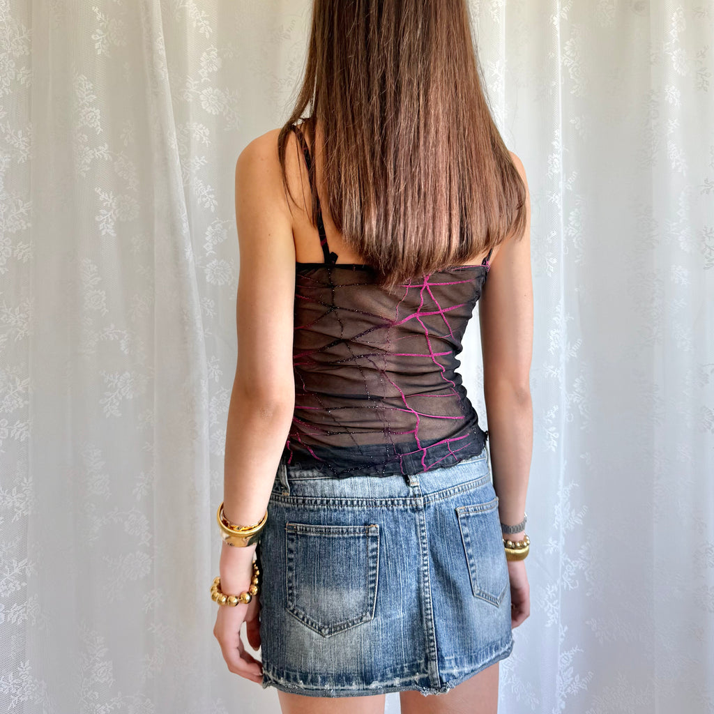 Cowl Neck Mesh Cami - Size L