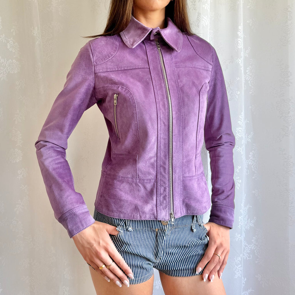 Genuine Suede Double Zip Jacket - Size S