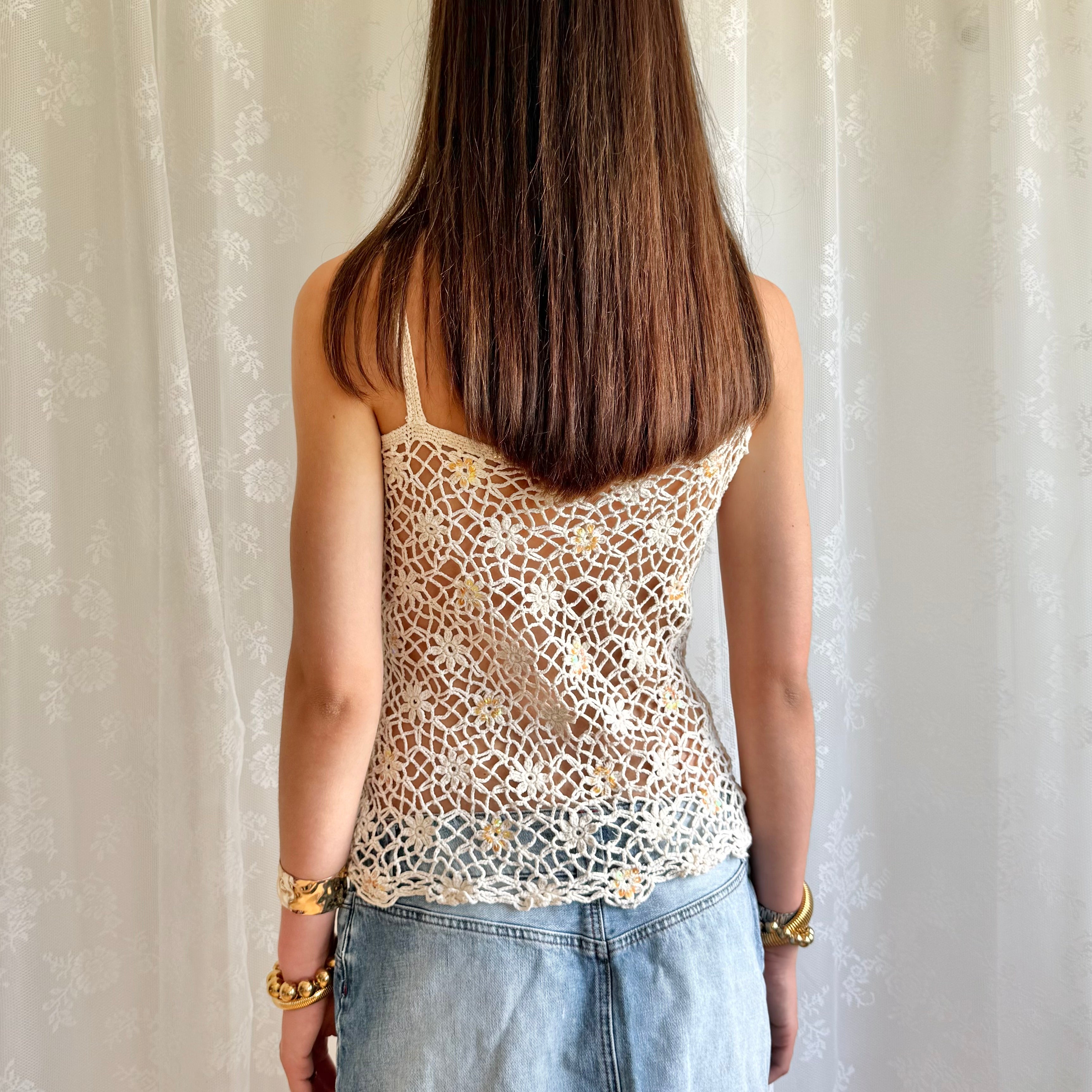 Crochet Sequin Cami - Size M