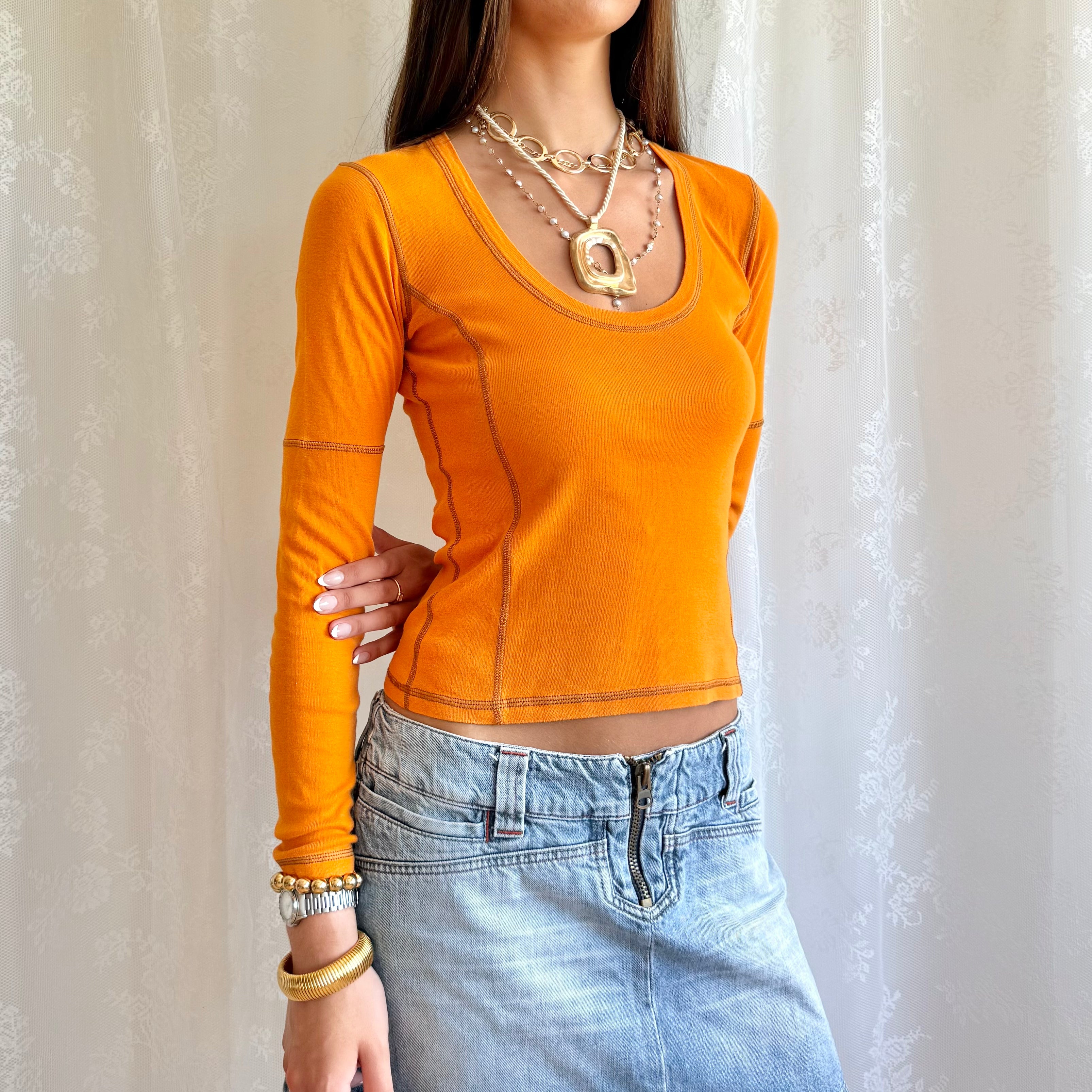 Long Sleeve Crop Top - Size S