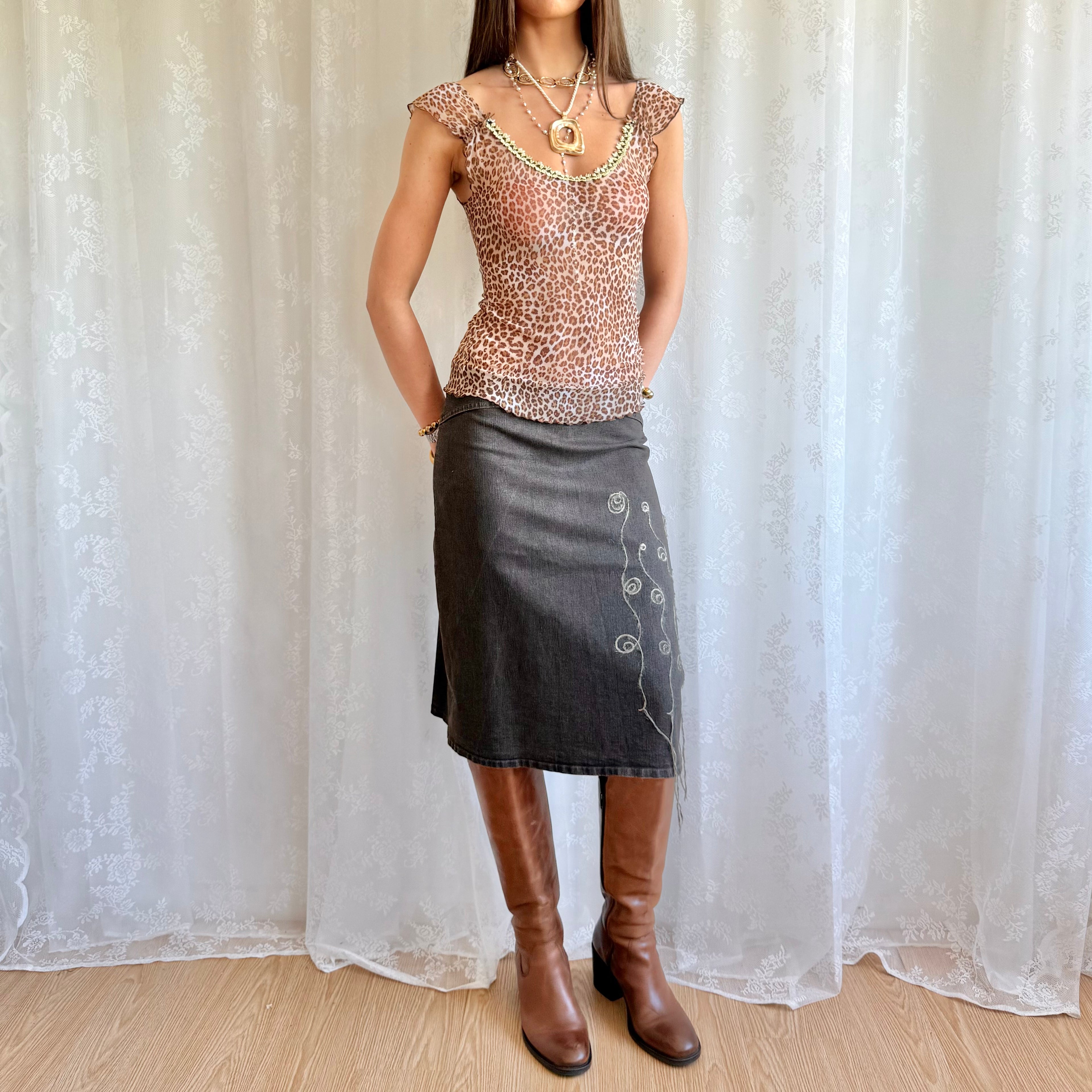 Denim Midi Skirt - Size M