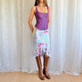 Floral Asymmetric Midi Skirt - Size S