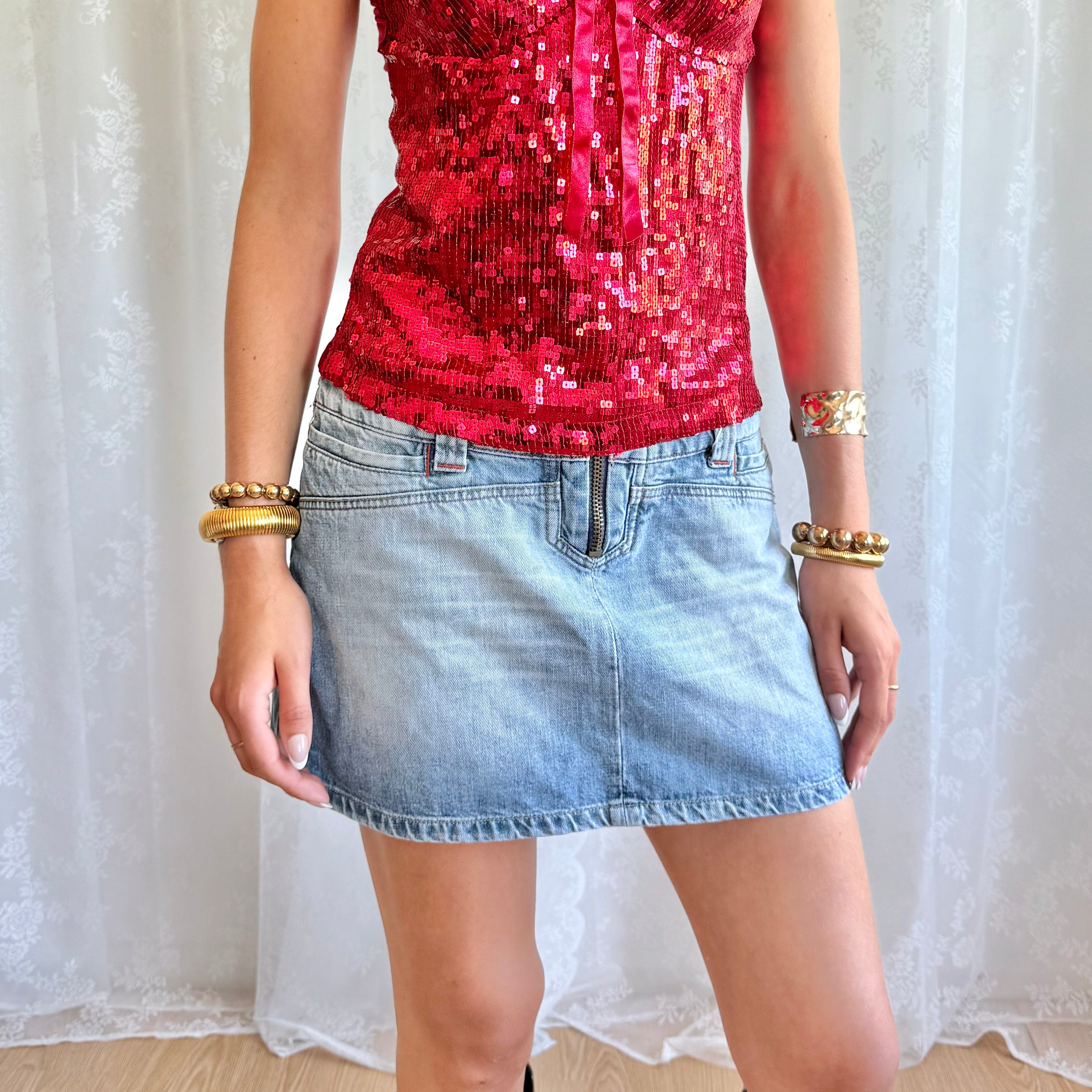 Denim Mini Skirt - Size M