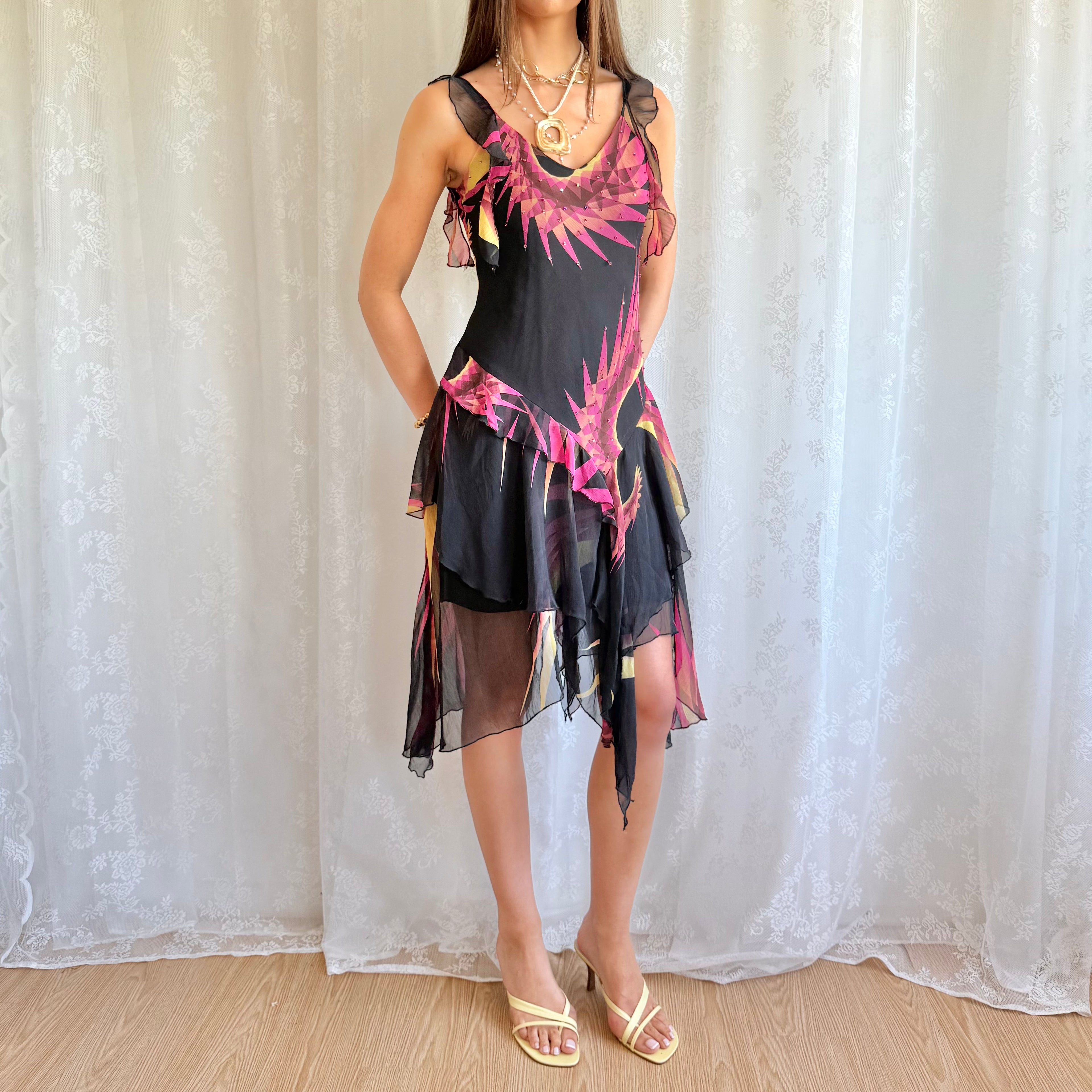 Asymmetric Floral Midi Dress - Size M