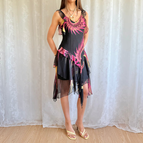 Asymmetric Floral Midi Dress - Size M