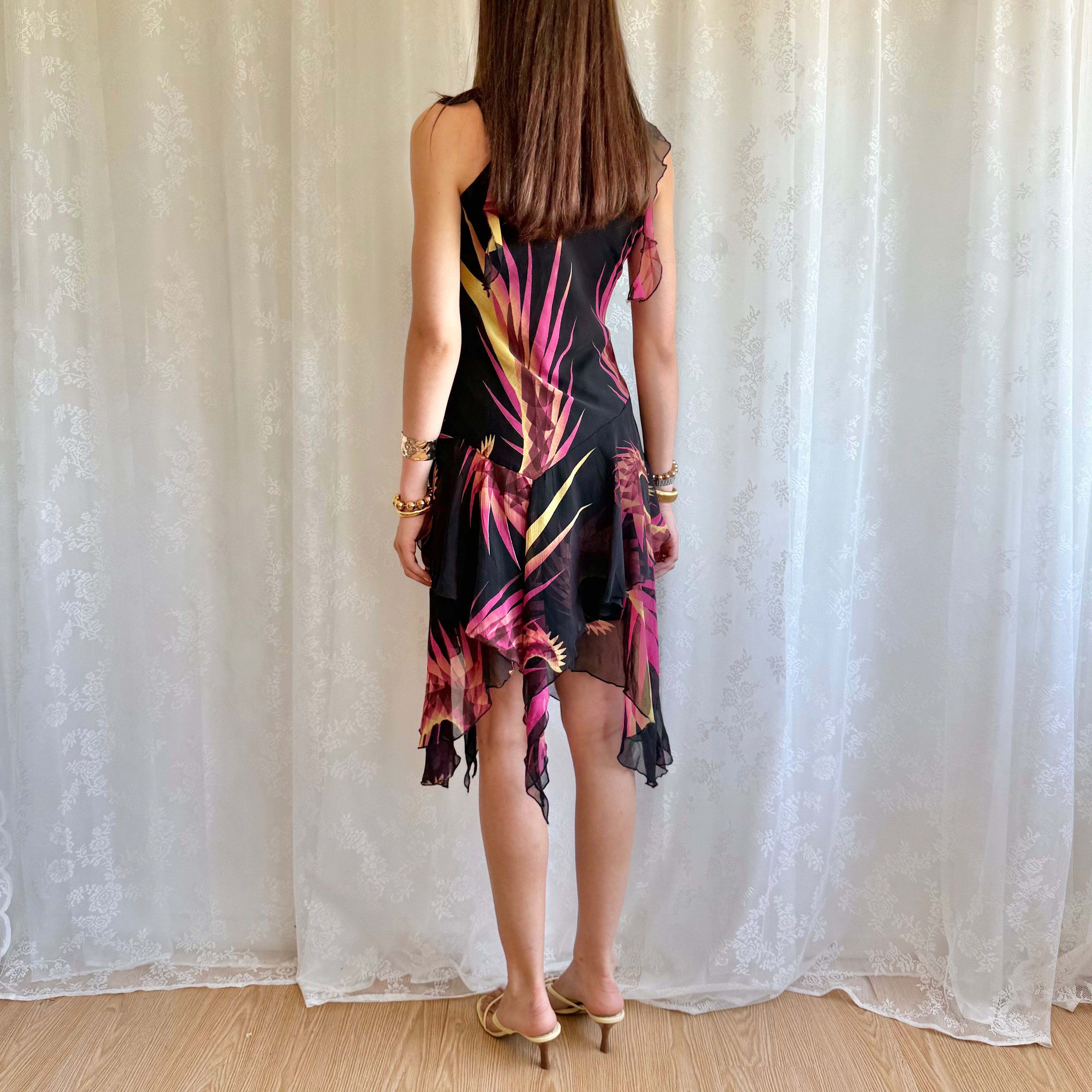 Asymmetric Floral Midi Dress - Size M
