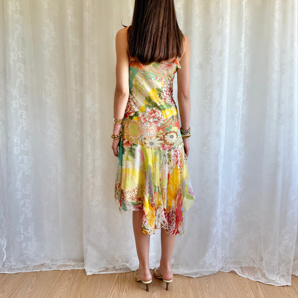 Asymmetric Floral Midi Dress - Size M