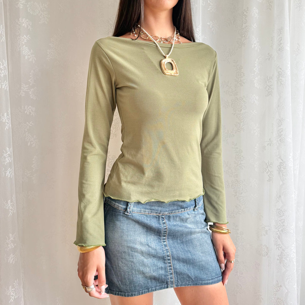 Flared Sleeve Crop Top - Size M