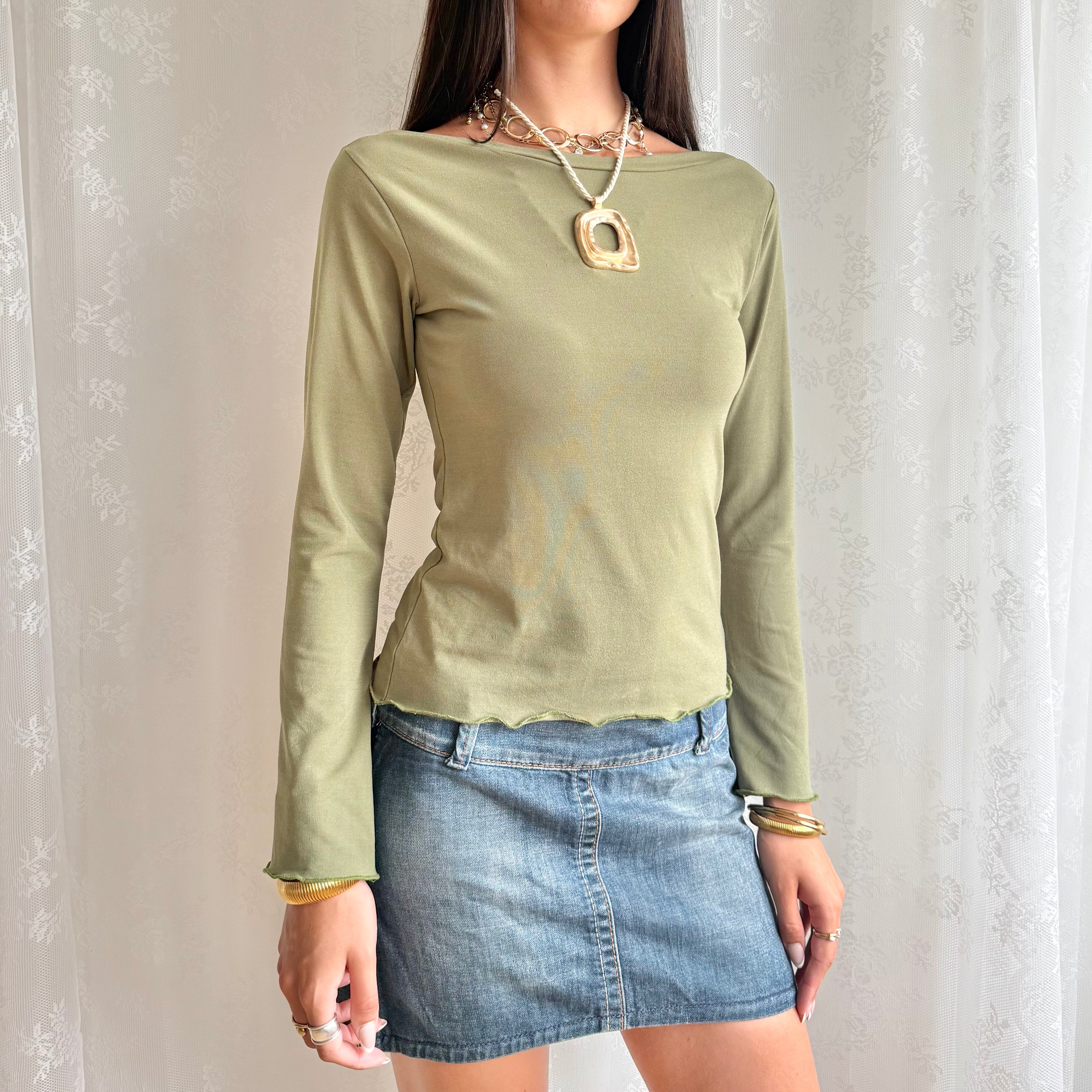 Flared Sleeve Crop Top - Size M