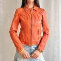 Genuine Leather Double Zip Jacket - Size M