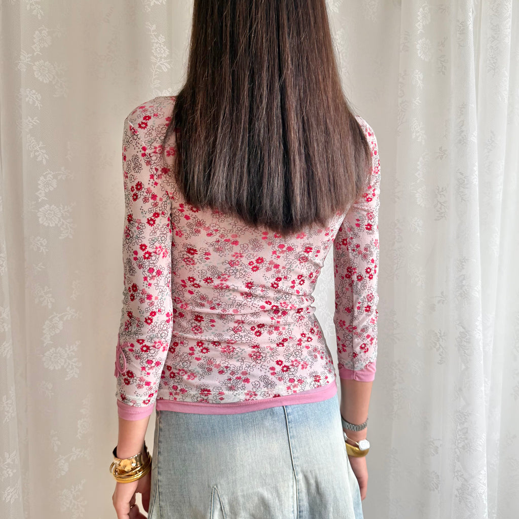 Floral Mesh Crop Top - Size XS