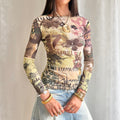 Mesh Long Sleeve Top - Size S