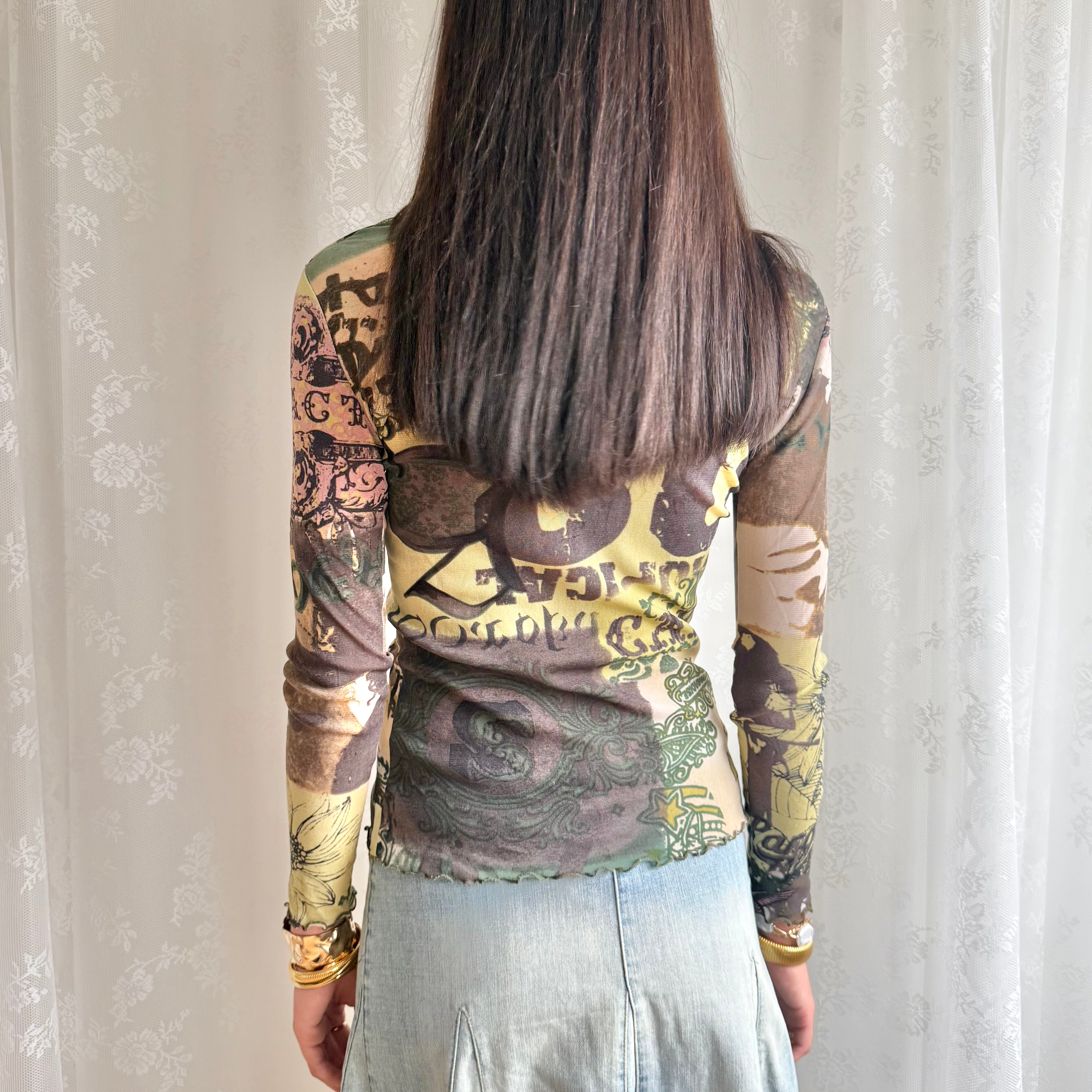 Mesh Long Sleeve Top - Size S