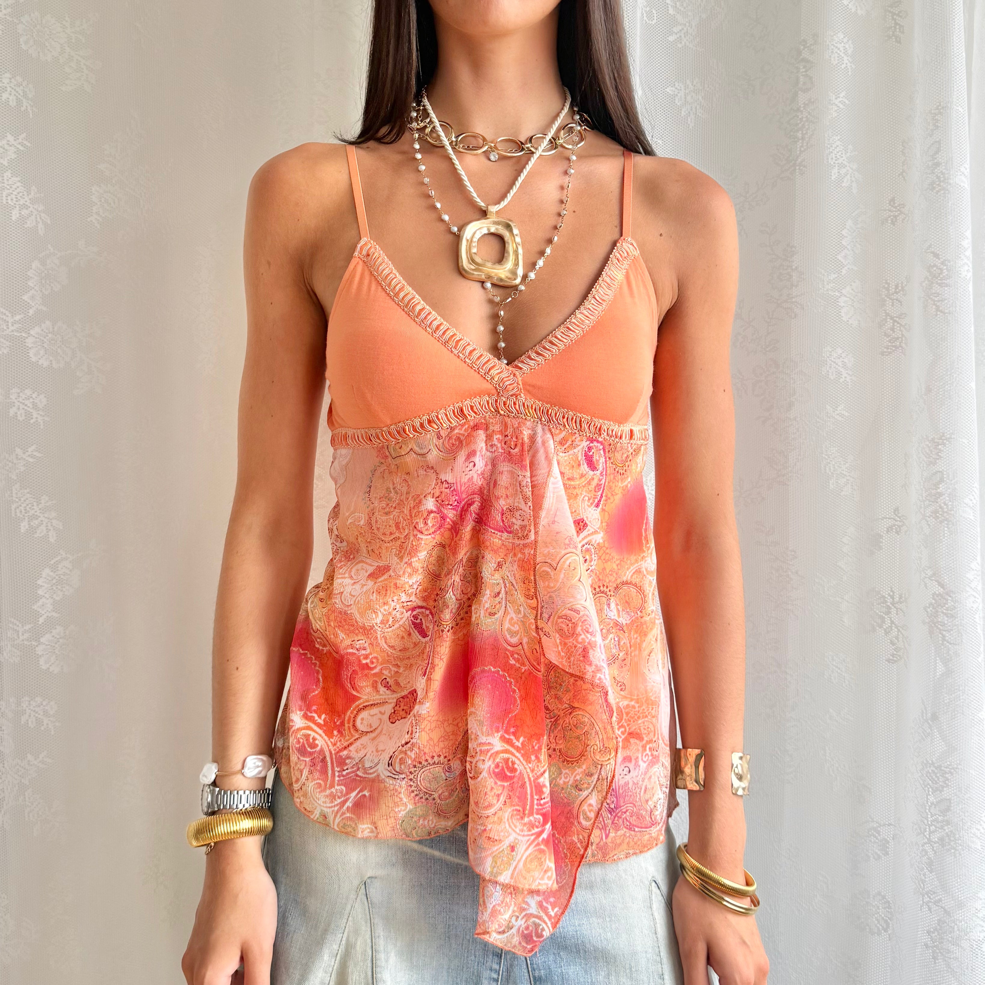 Patterned Asymmetric Cami - Size S