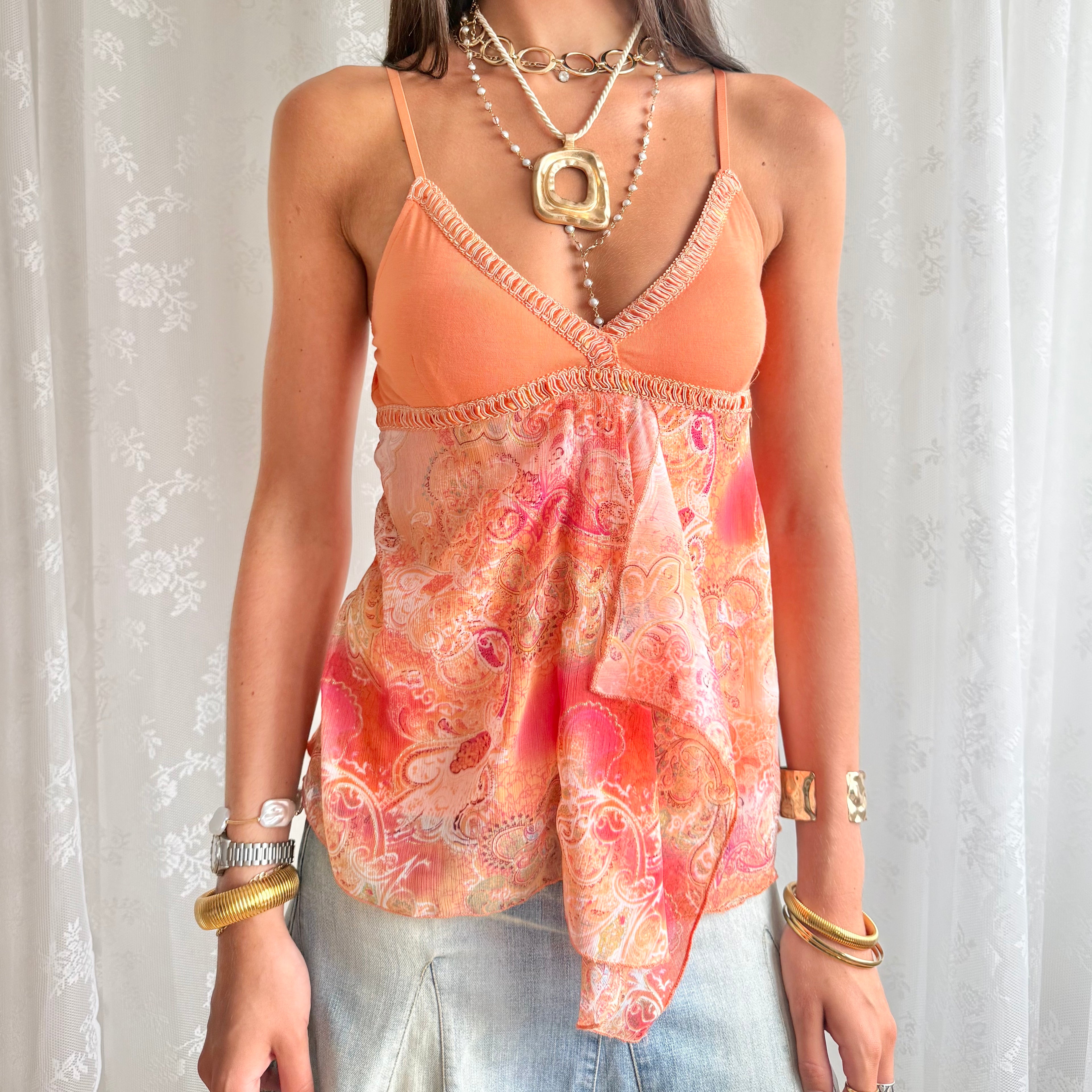 Patterned Asymmetric Cami - Size S