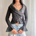 Mohair Knit Tie Cardigan - Size M