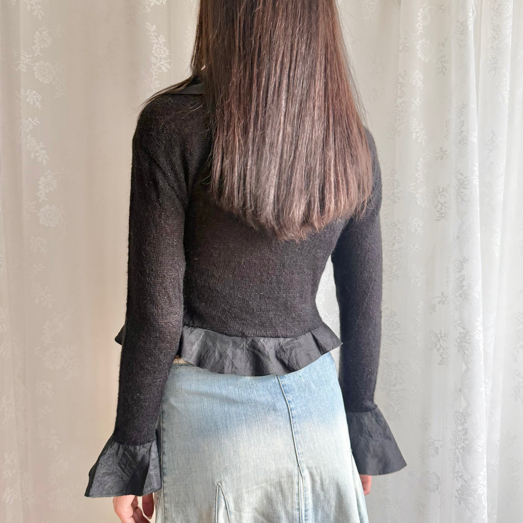 Mohair Knit Tie Cardigan - Size M