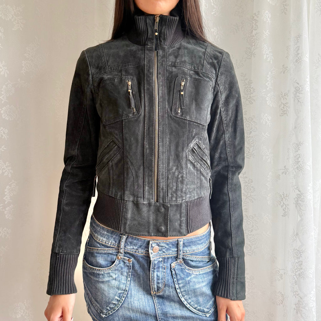 Genuine Suede Zip Jacket - Size XS