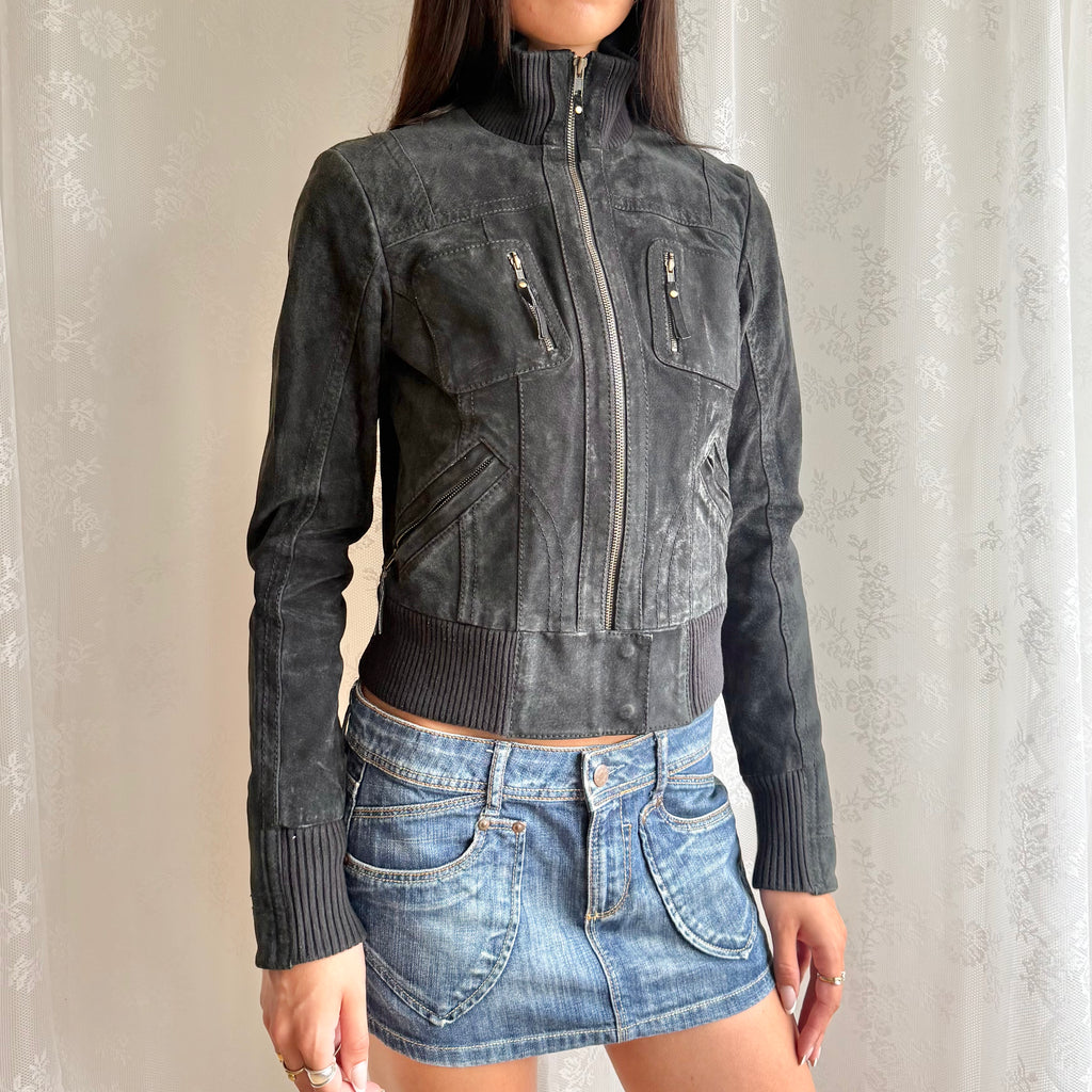 Genuine Suede Zip Jacket - Size XS