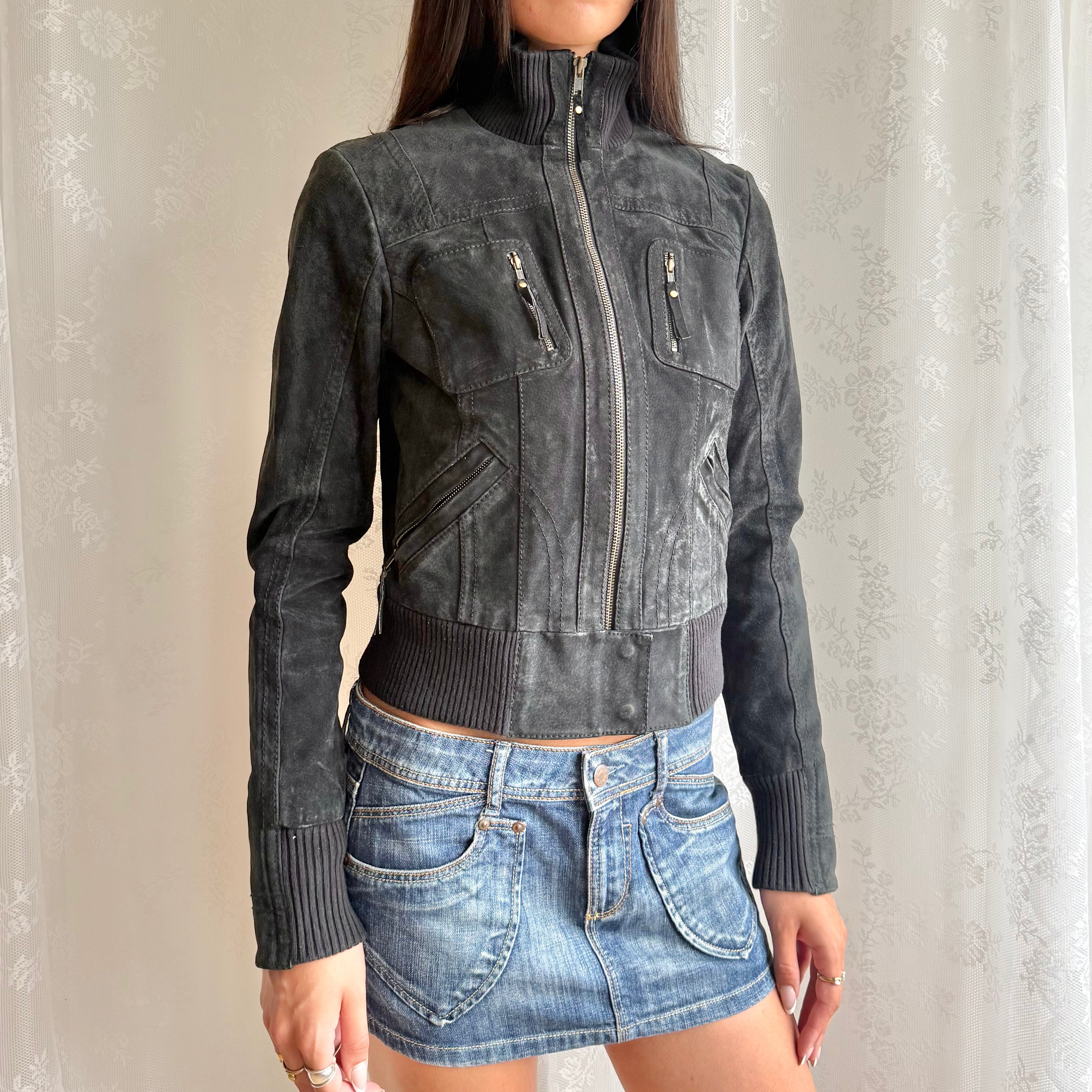 Genuine Suede Zip Jacket - Size XS