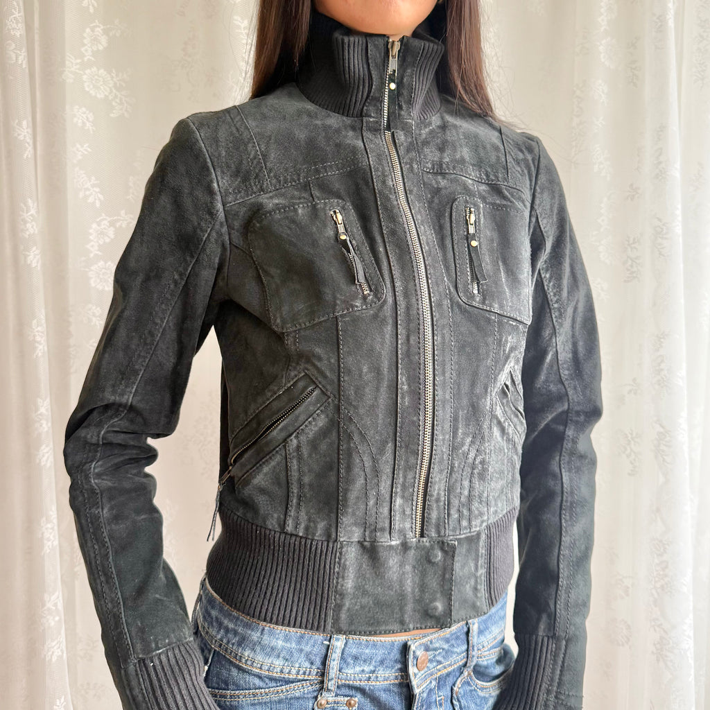Genuine Suede Zip Jacket - Size XS