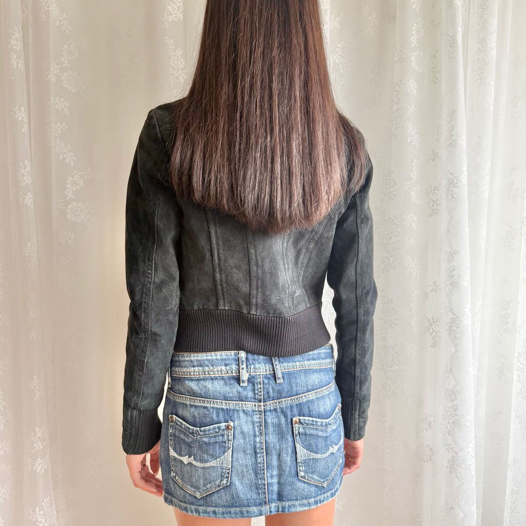 Genuine Suede Zip Jacket - Size XS