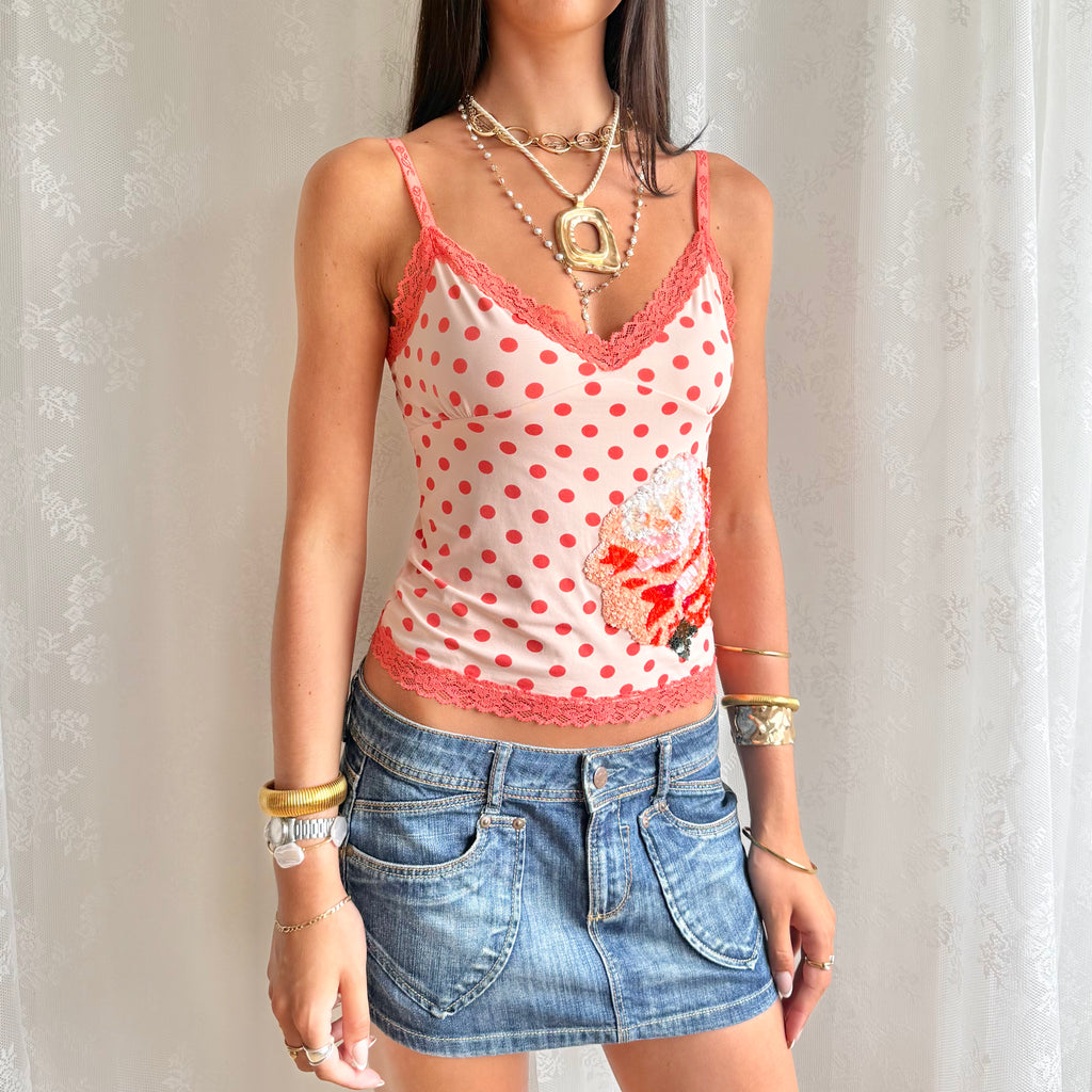Sequin Polka Dot Cami - Size M