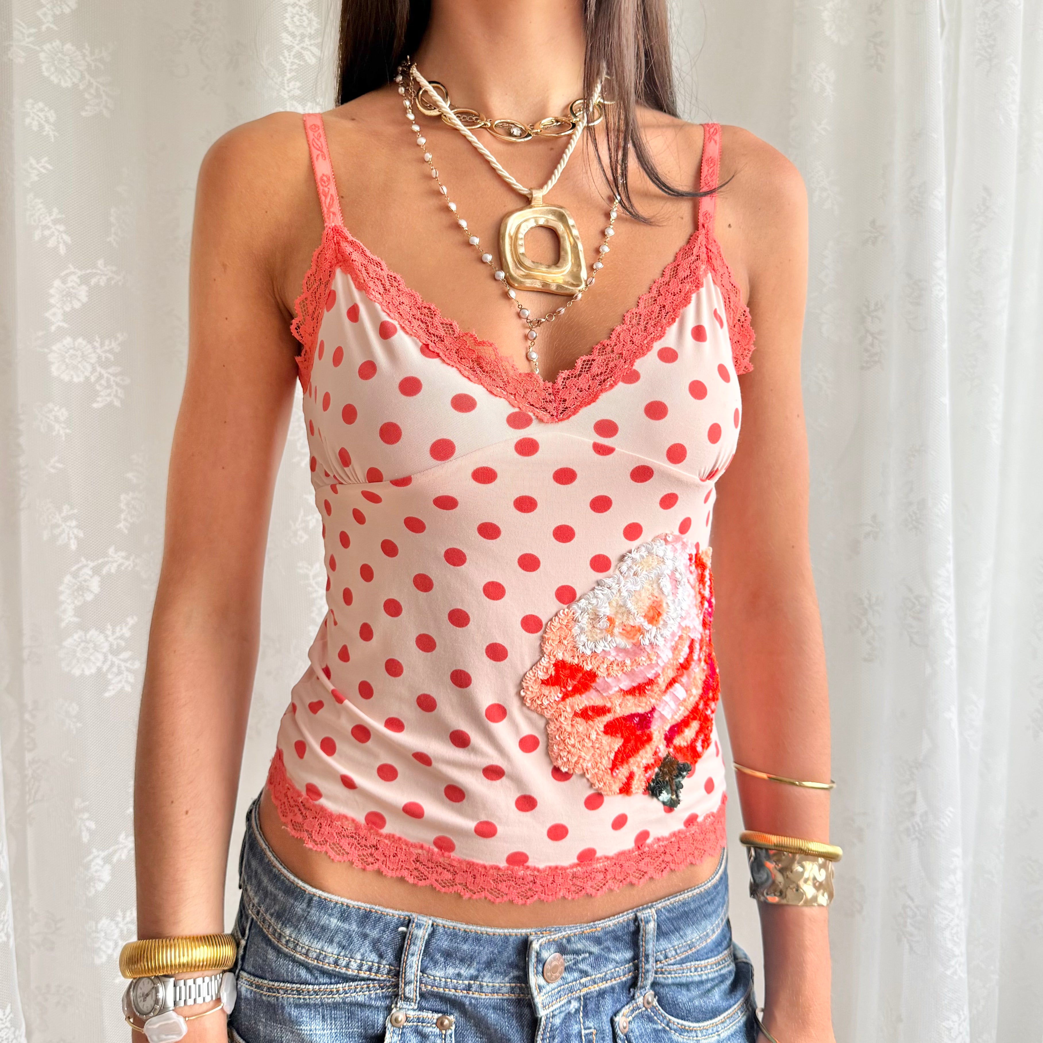 Sequin Polka Dot Cami - Size M