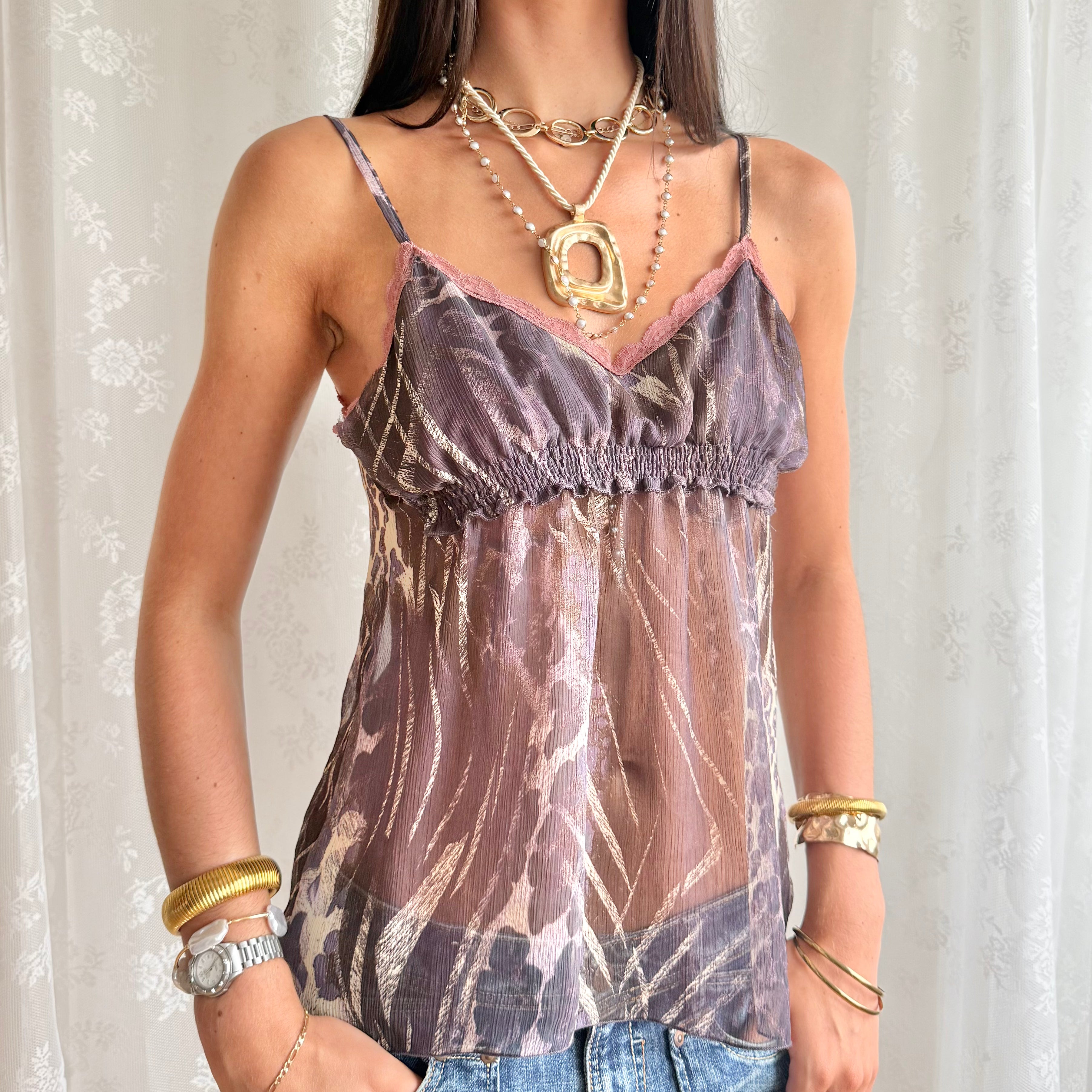 Lace Patterned Cami - Size M