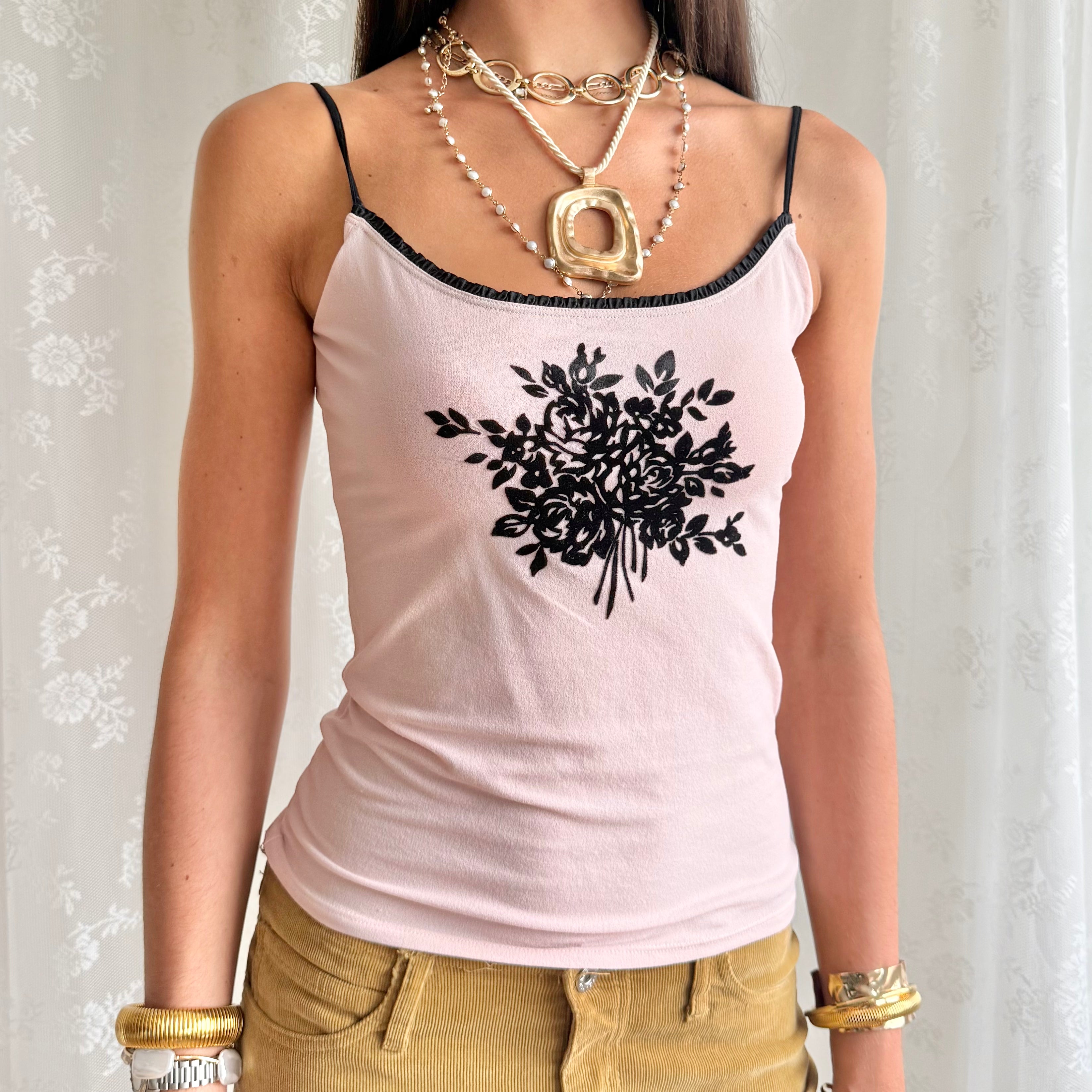 Blumarine Floral Mesh Cami - Size L