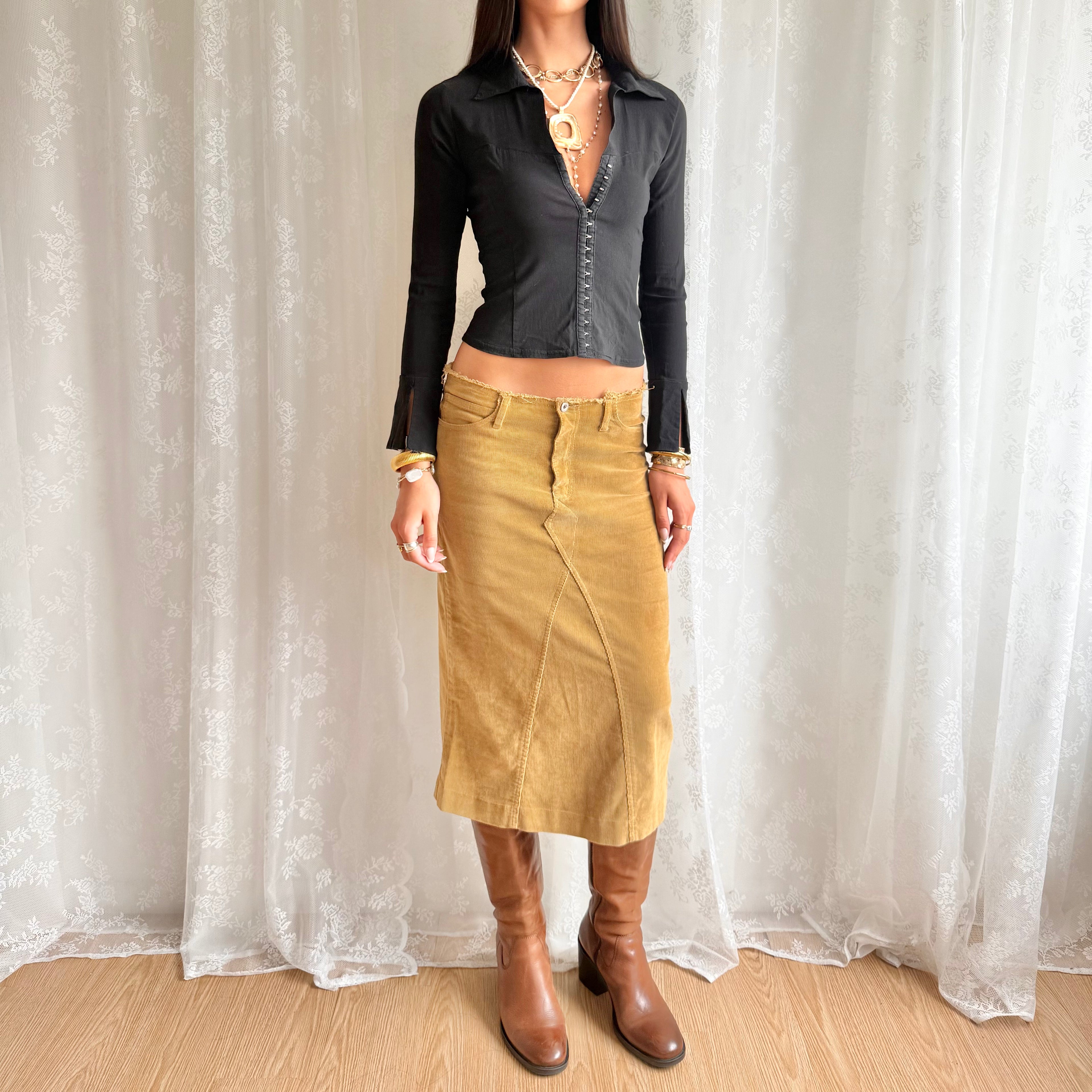 Corduroy Midi Skirt - Size S