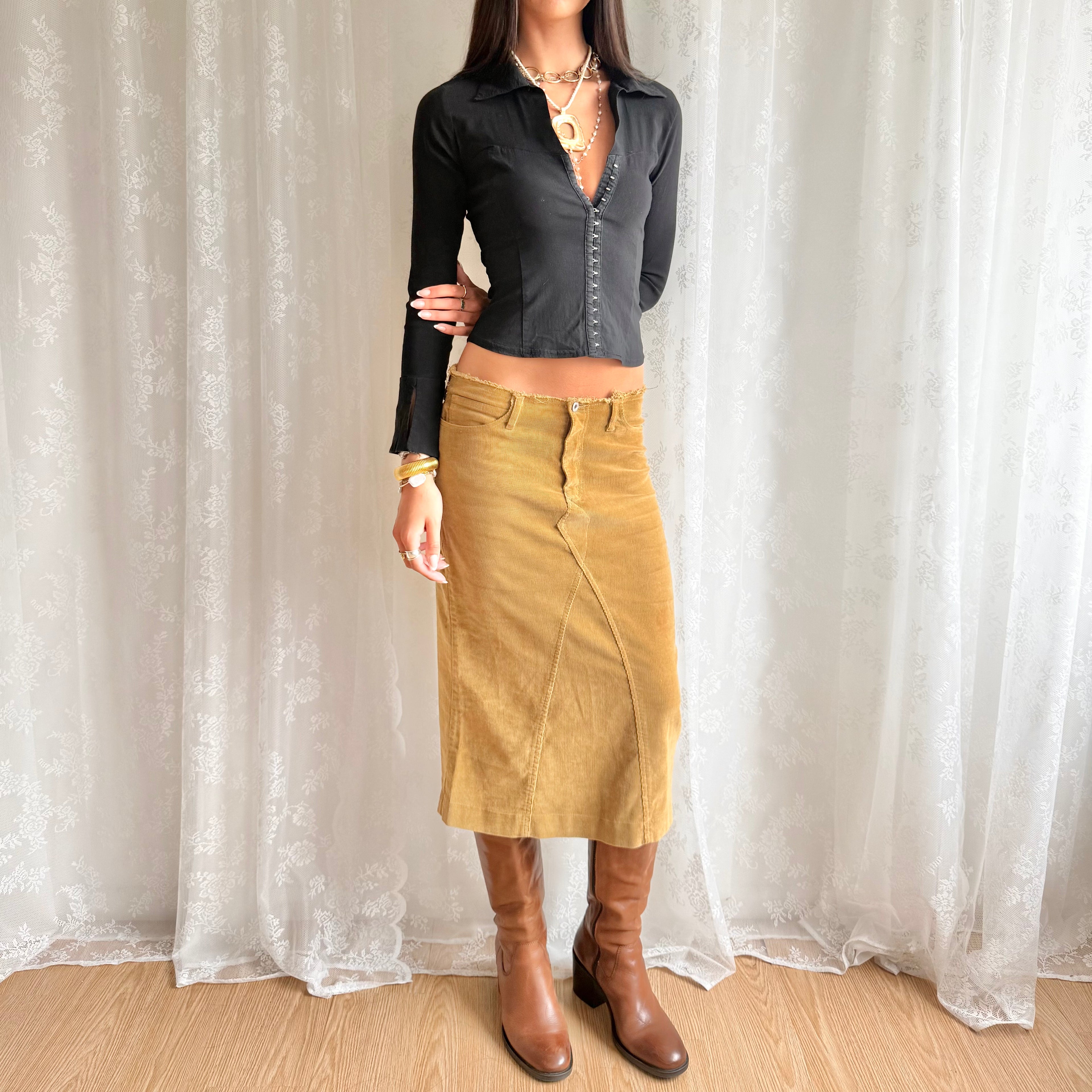 Corduroy Midi Skirt - Size S