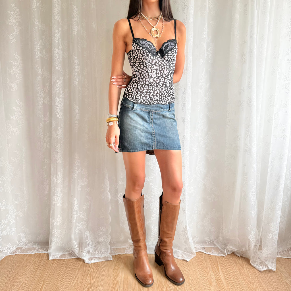 Miss Sixty Asymmetric Denim Mini Skirt - Size S