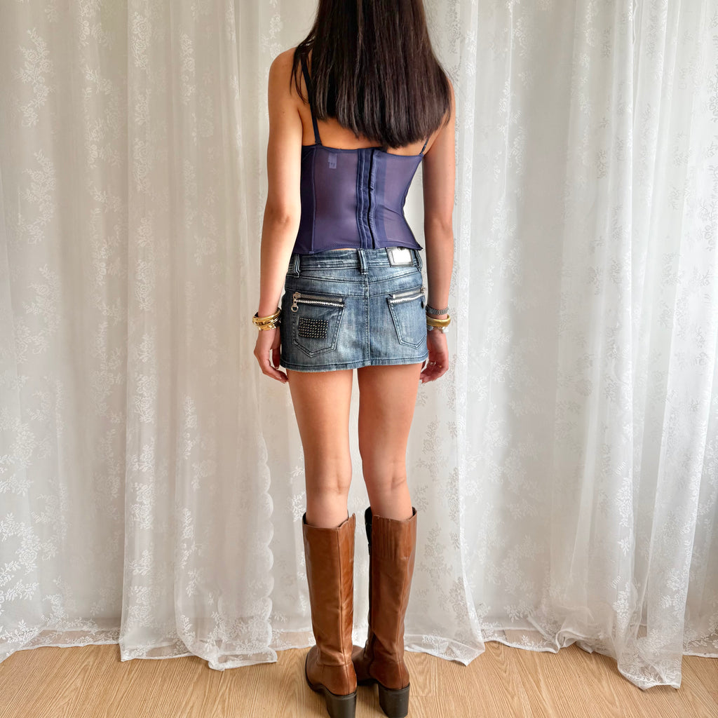 Denim Mini Skirt - Size S
