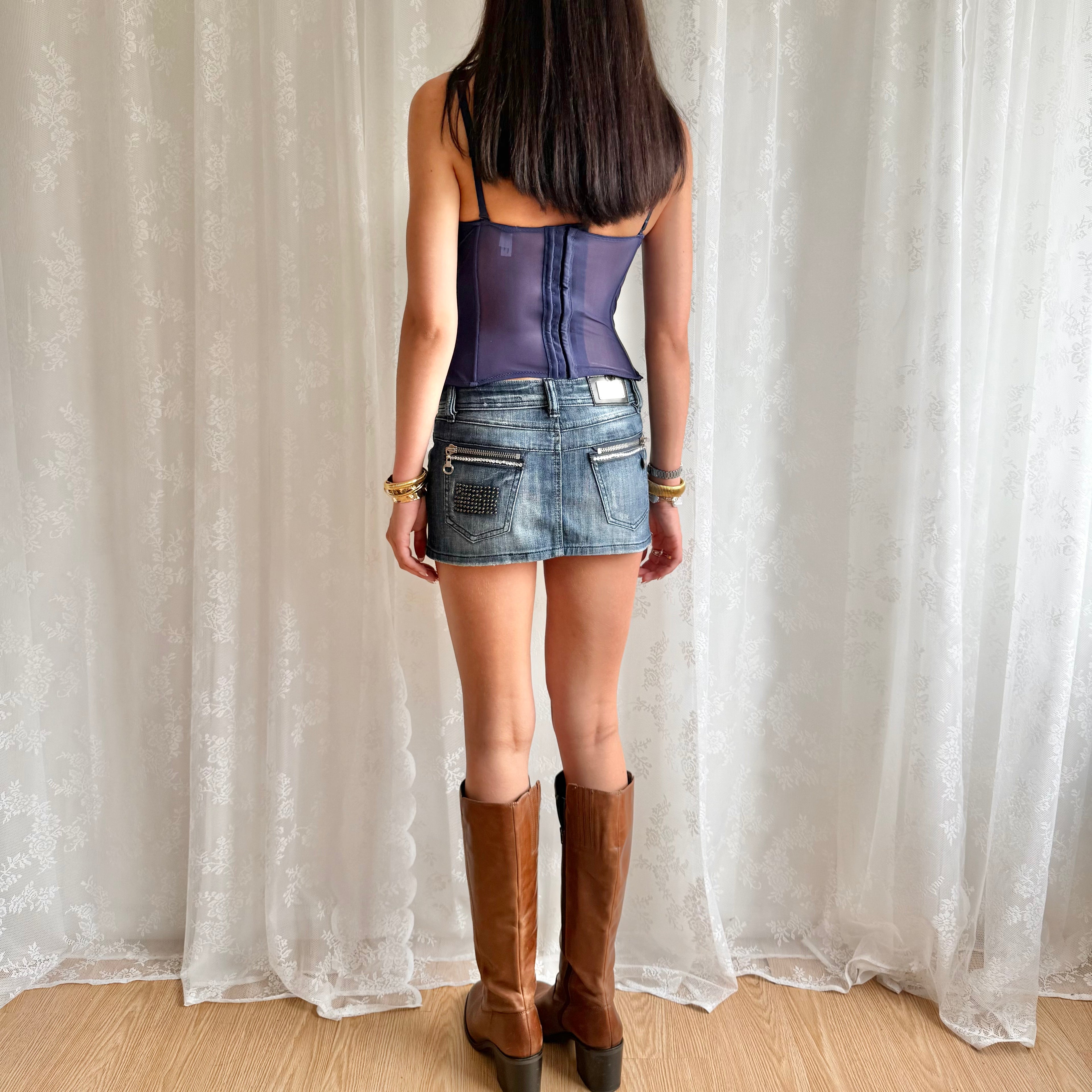 Denim Mini Skirt - Size S