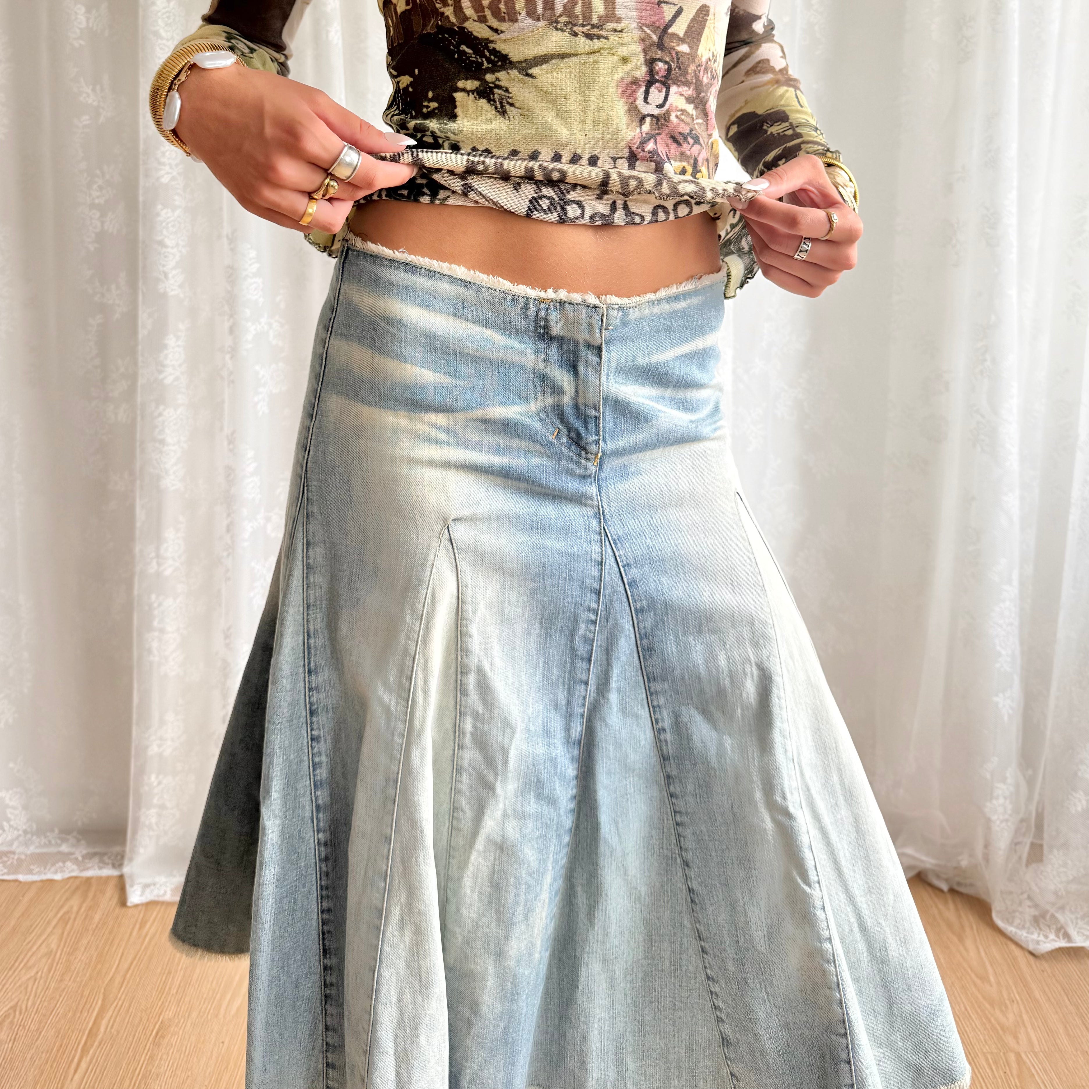 Denim Midi Skirt - Size S