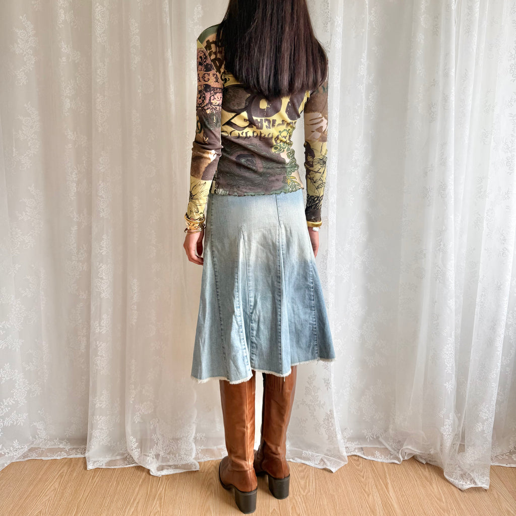 Denim Midi Skirt - Size S