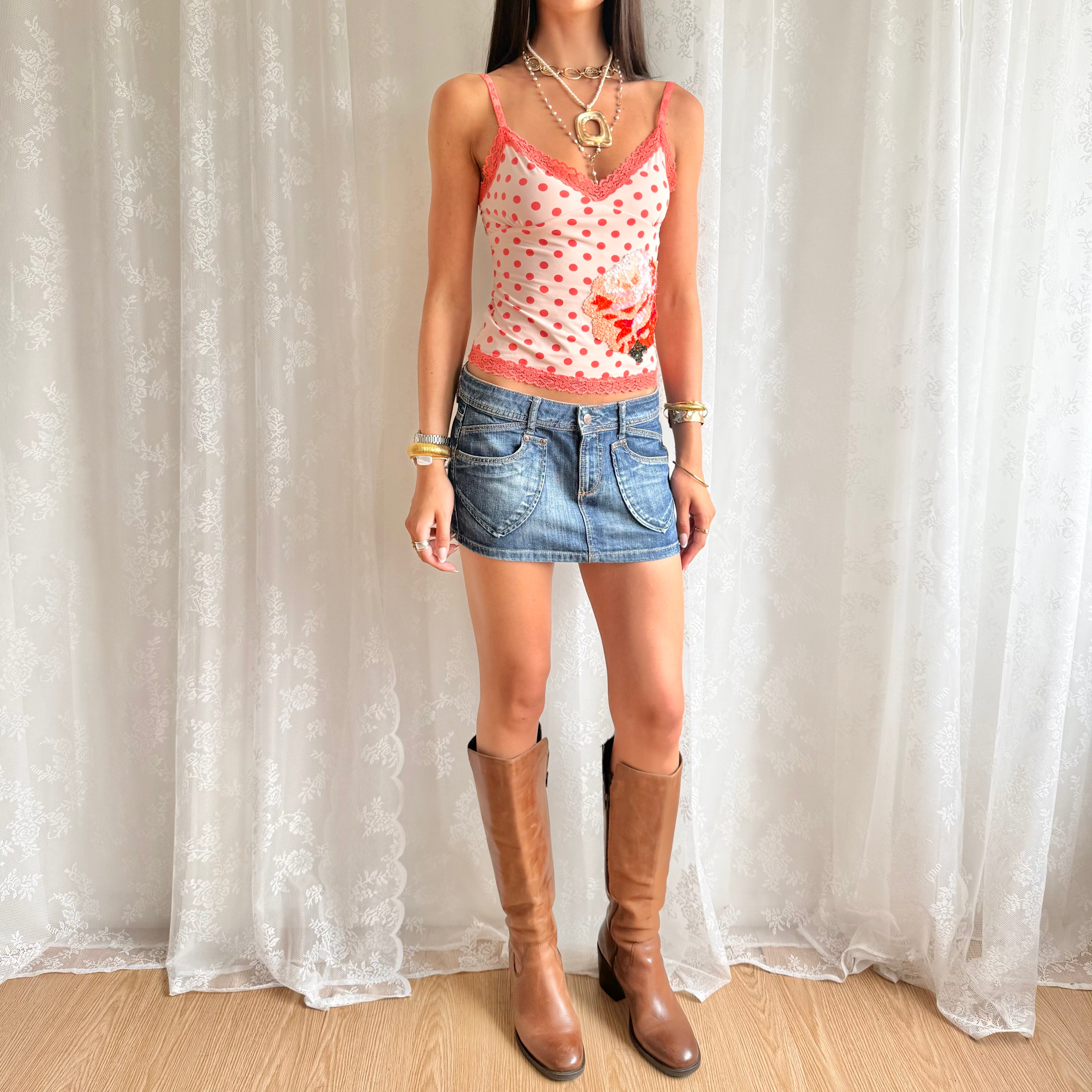 Denim Mini Skirt - Size M