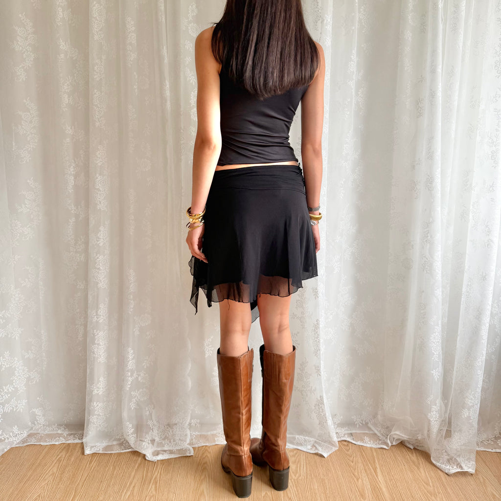 Mesh Asymmetric Midi Skirt - Size M