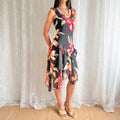 Silk Asymmetric Floral Midi Dress - Size M
