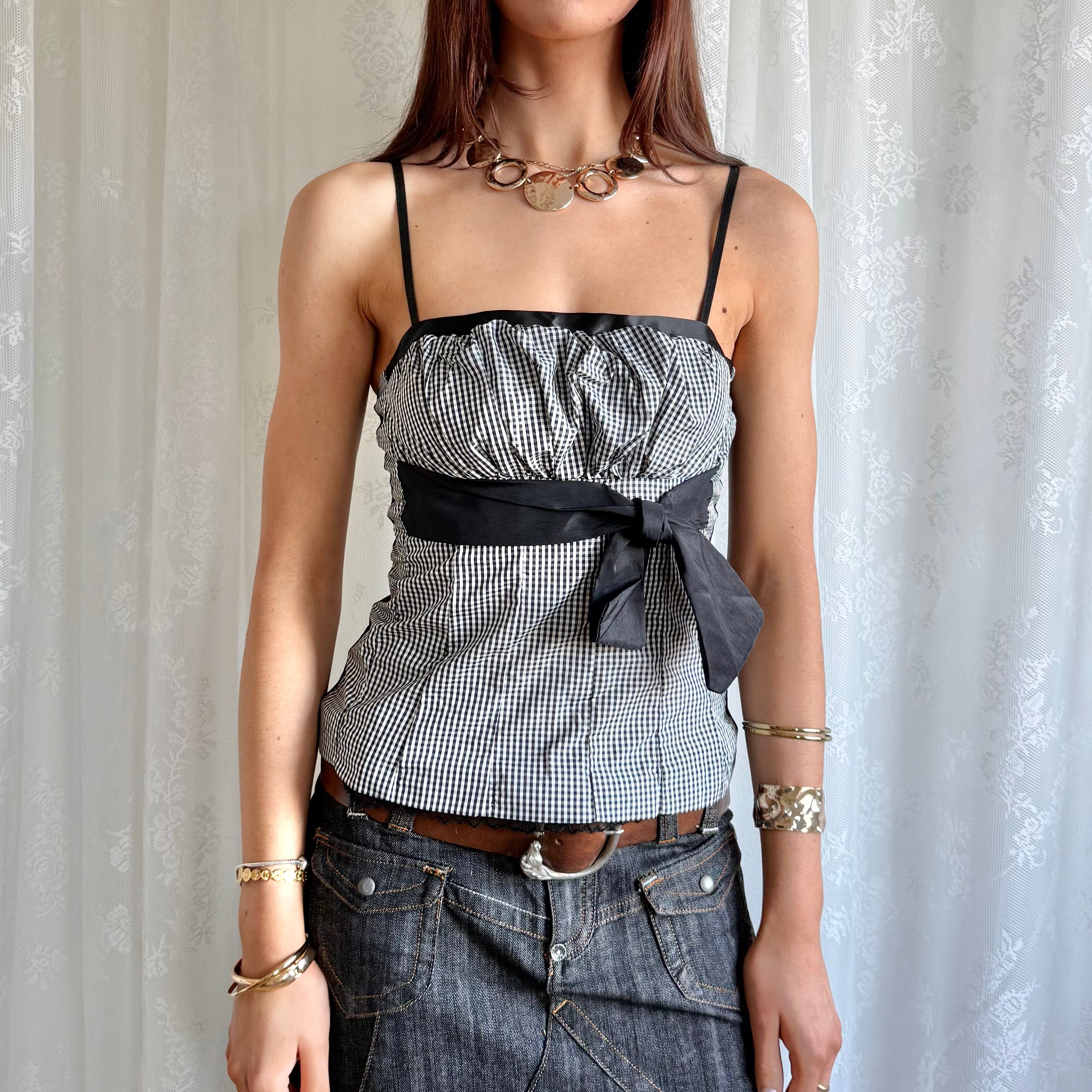 Gingham Bow Cami - Size S