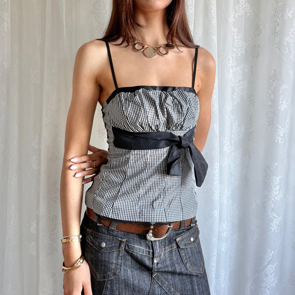 Gingham Bow Cami - Size S