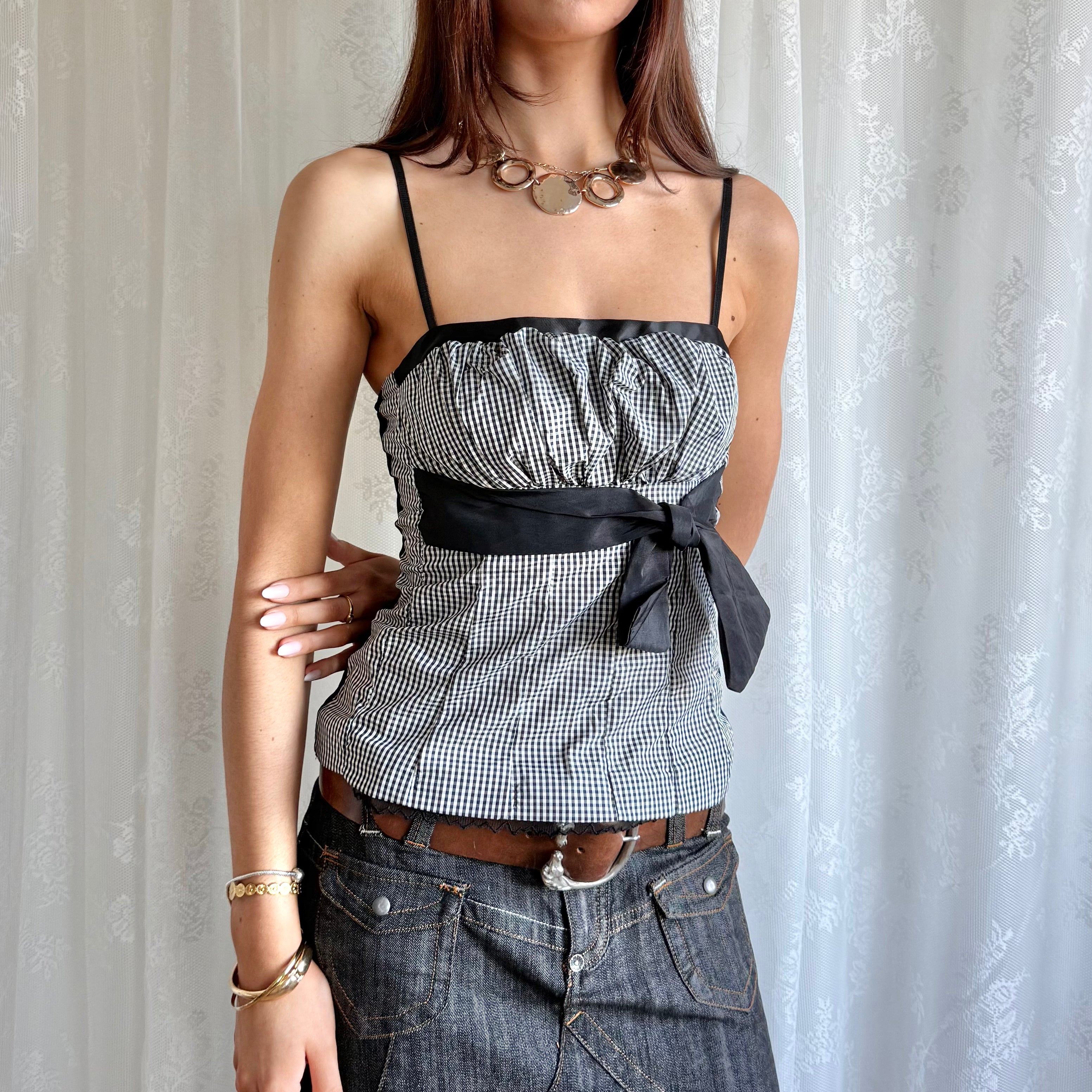 Gingham Bow Cami - Size S